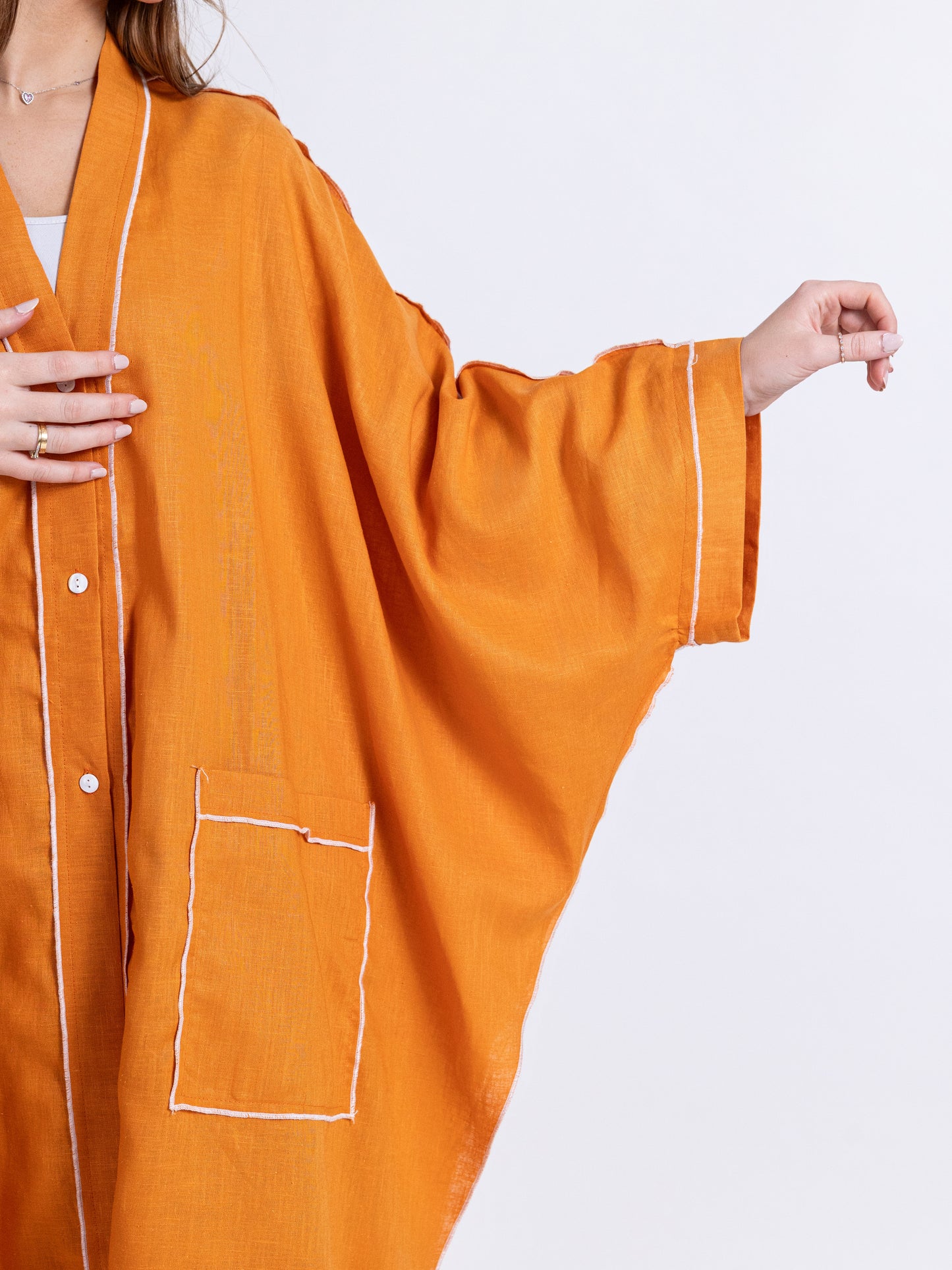 (Sold out) Two Pieces Orange Linen Set