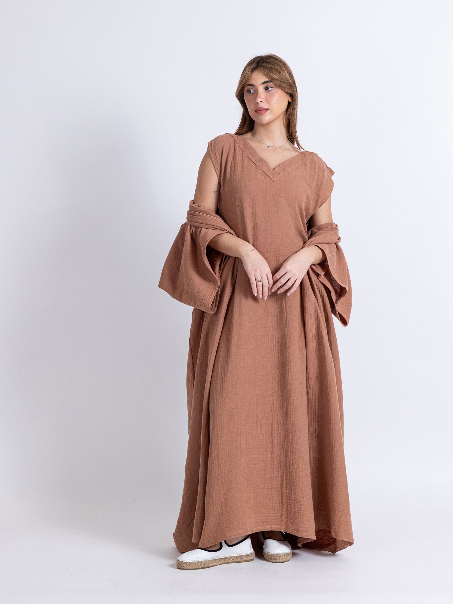 (Sold Out) Neutral Brown Two Piece Cotton Set