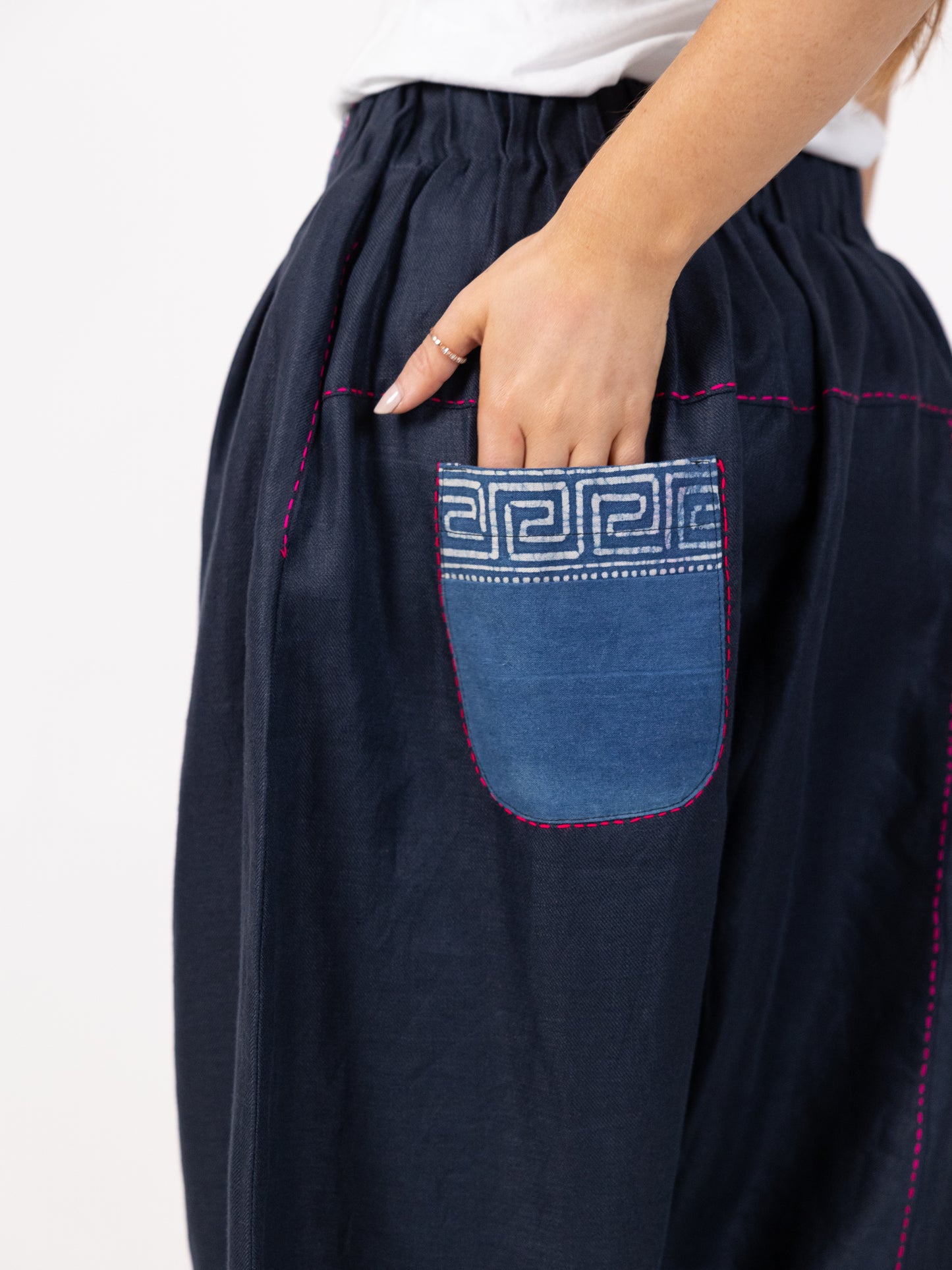 Jeans Blue Sharwal With Floral Print