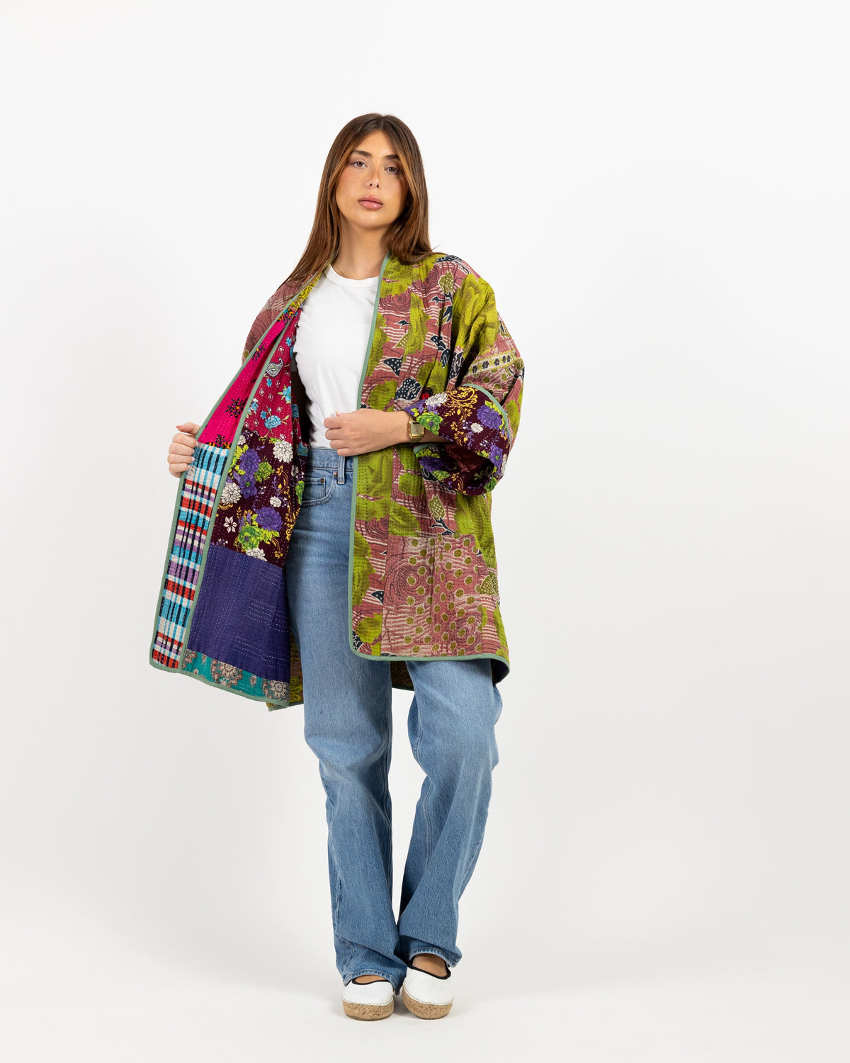 Long sleeve double face jacket with different colorful print