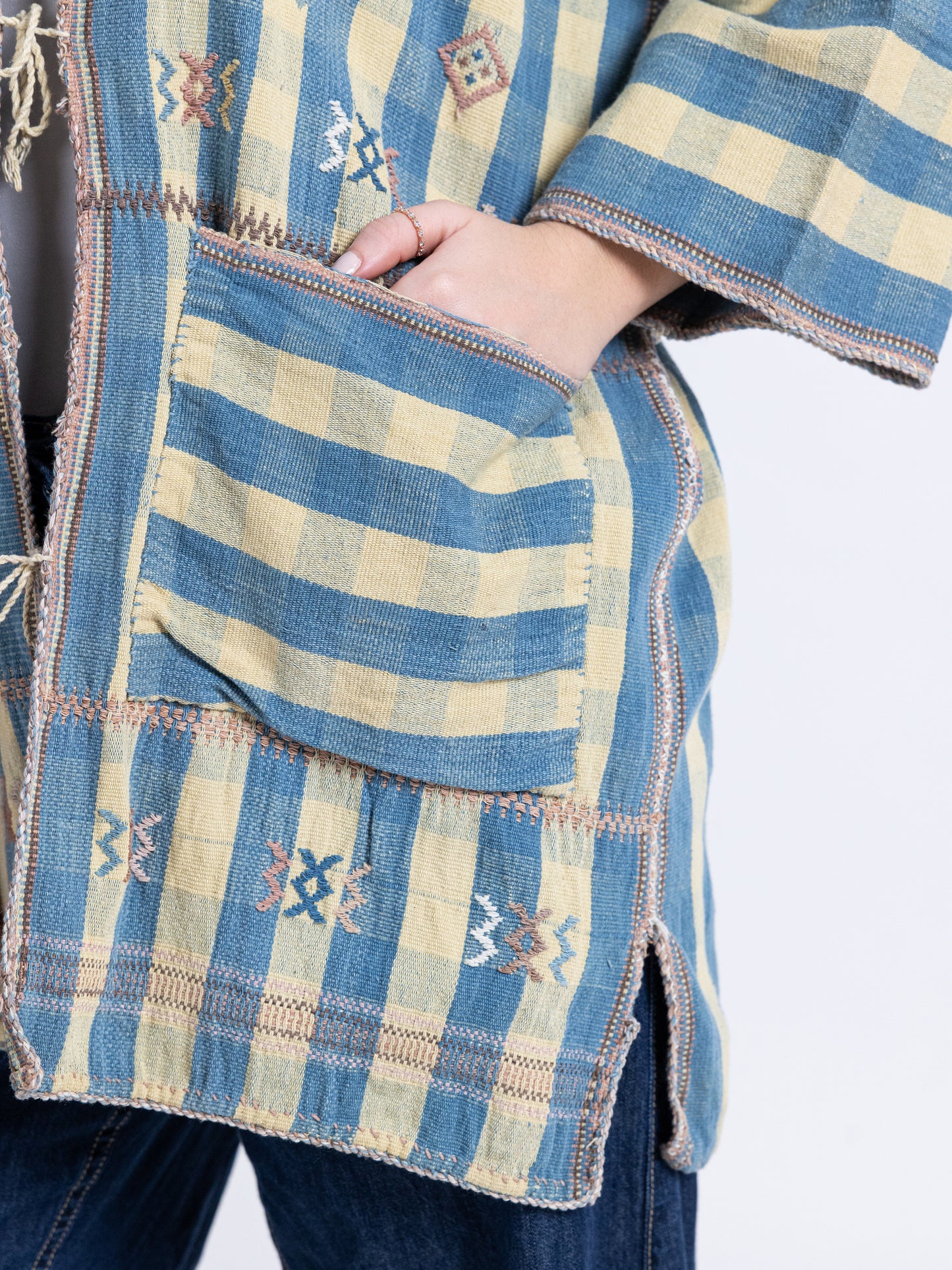 Long Blue and Cream Stripes Jacket (Only)