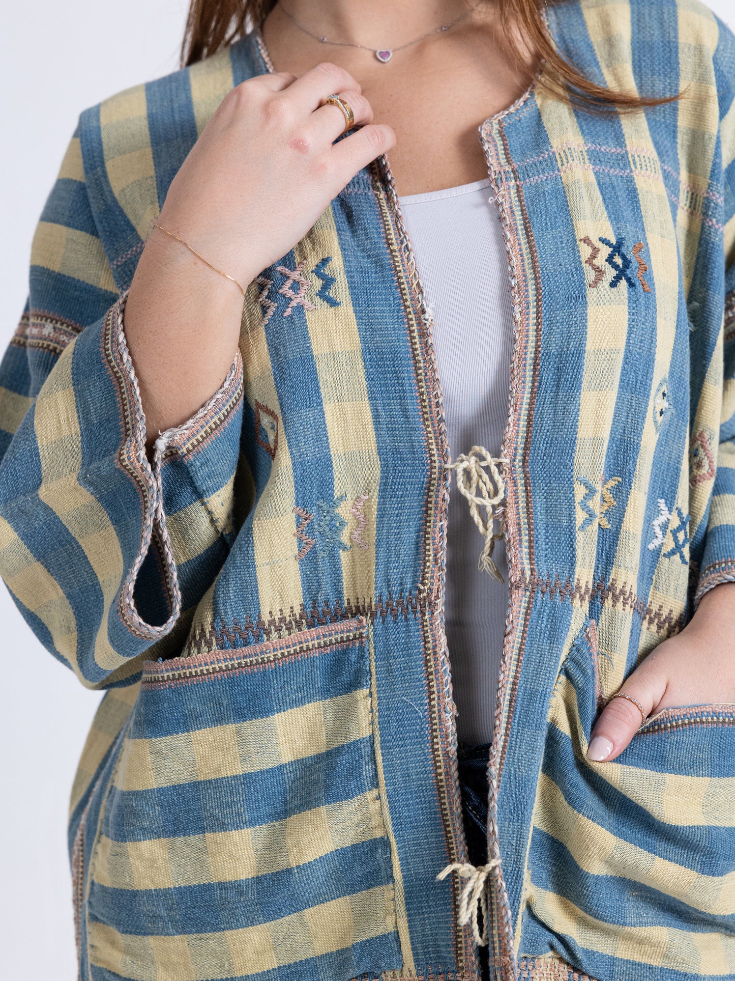 Long Blue and Cream Stripes Jacket (Only)