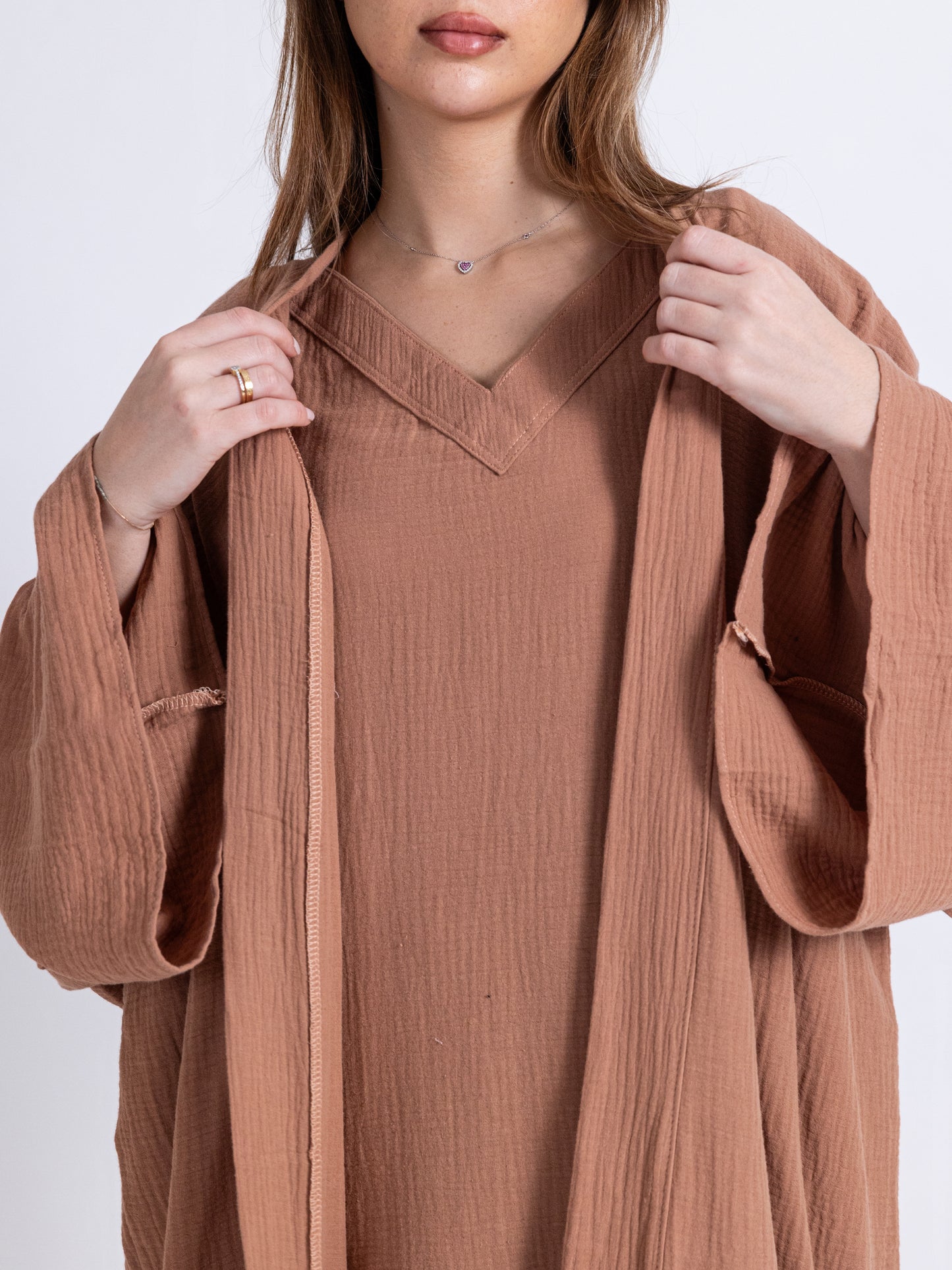 (Sold Out)  Neutral Brown Two Piece Cotton Set