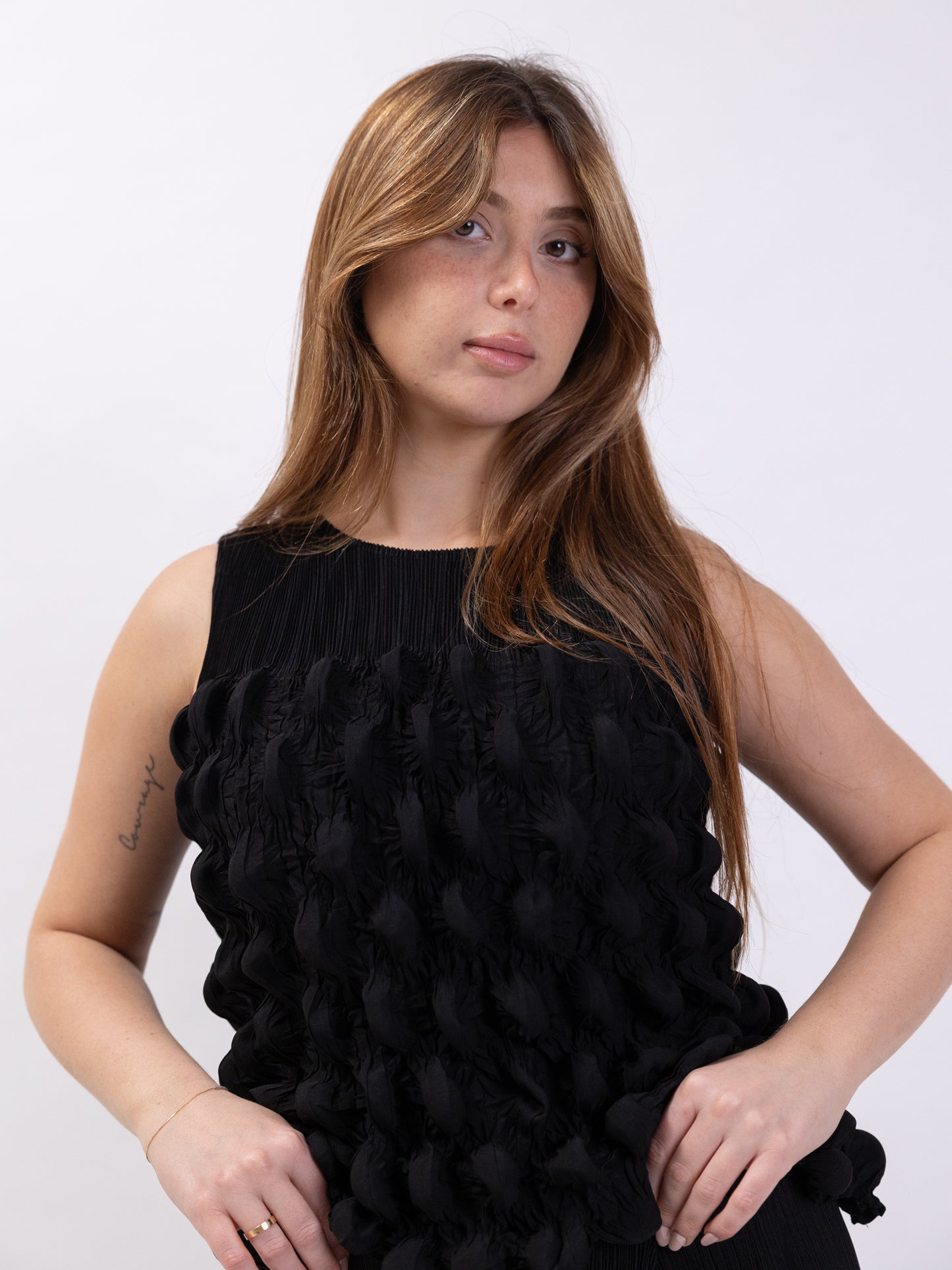 2 Piece set - black pleats skirt and top
