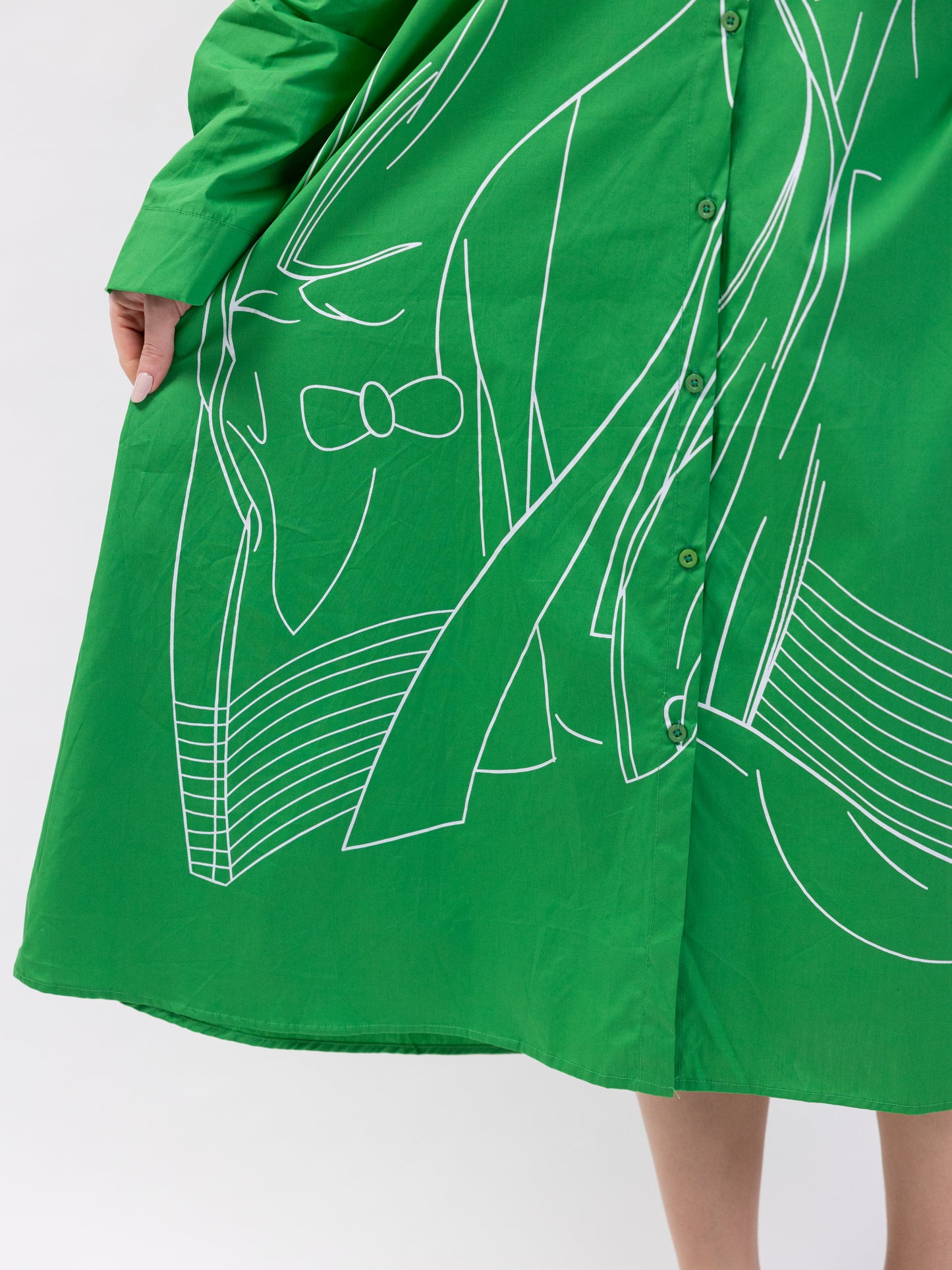 Midi shirt dress with print - Green