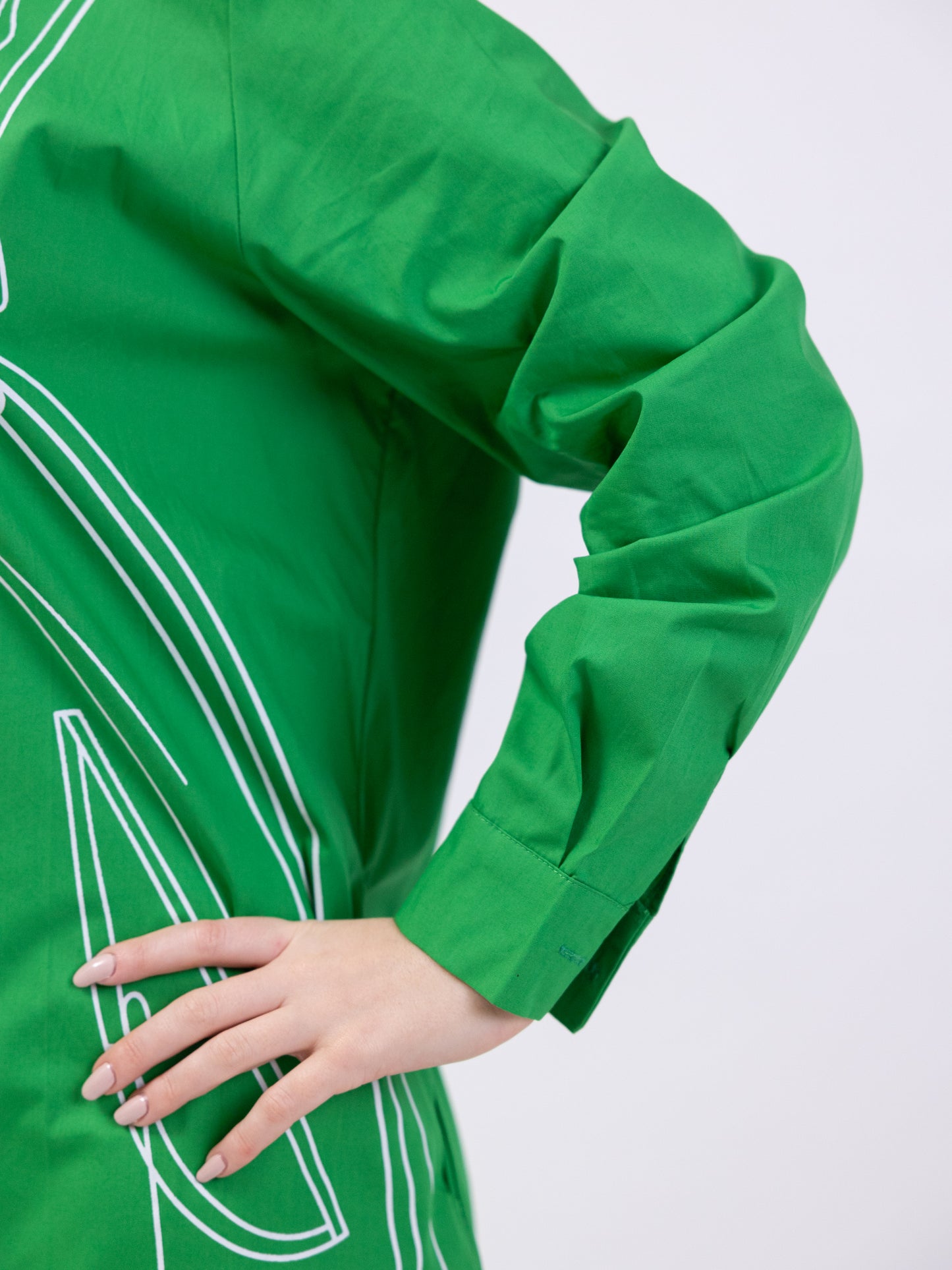 Midi shirt dress with print - Green