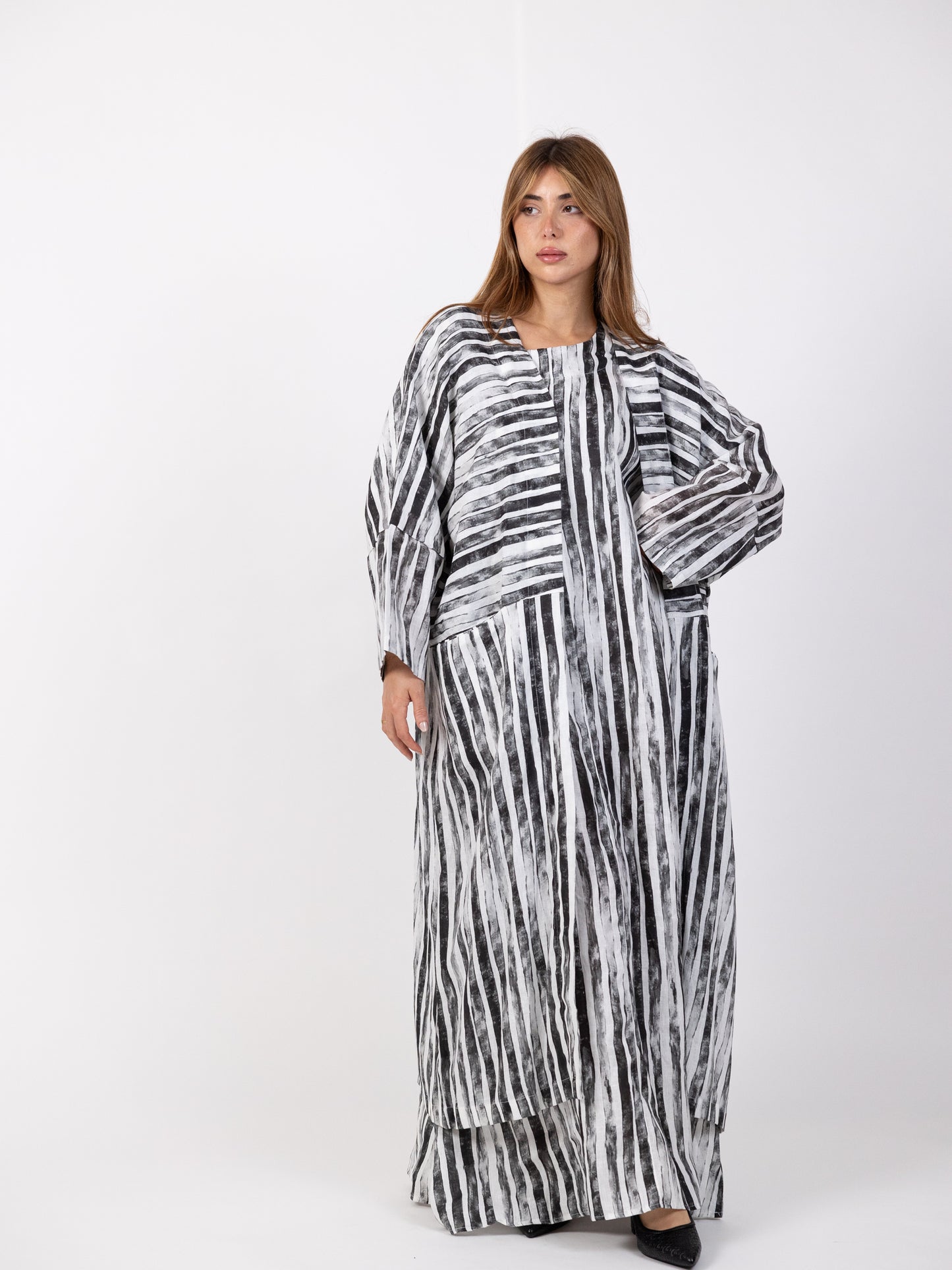 SOLD OUT 2 Piece Cotton Bishet Set  - Black and White