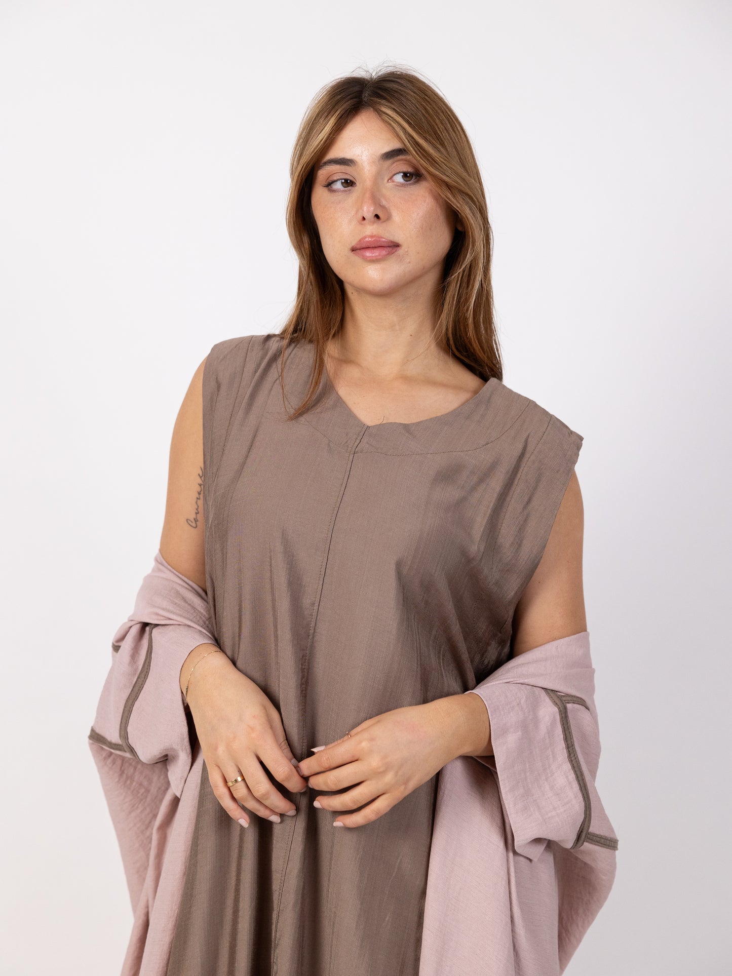 SOLD OUT - 2 Piece Set - Long dusty pink biset with maxi dress