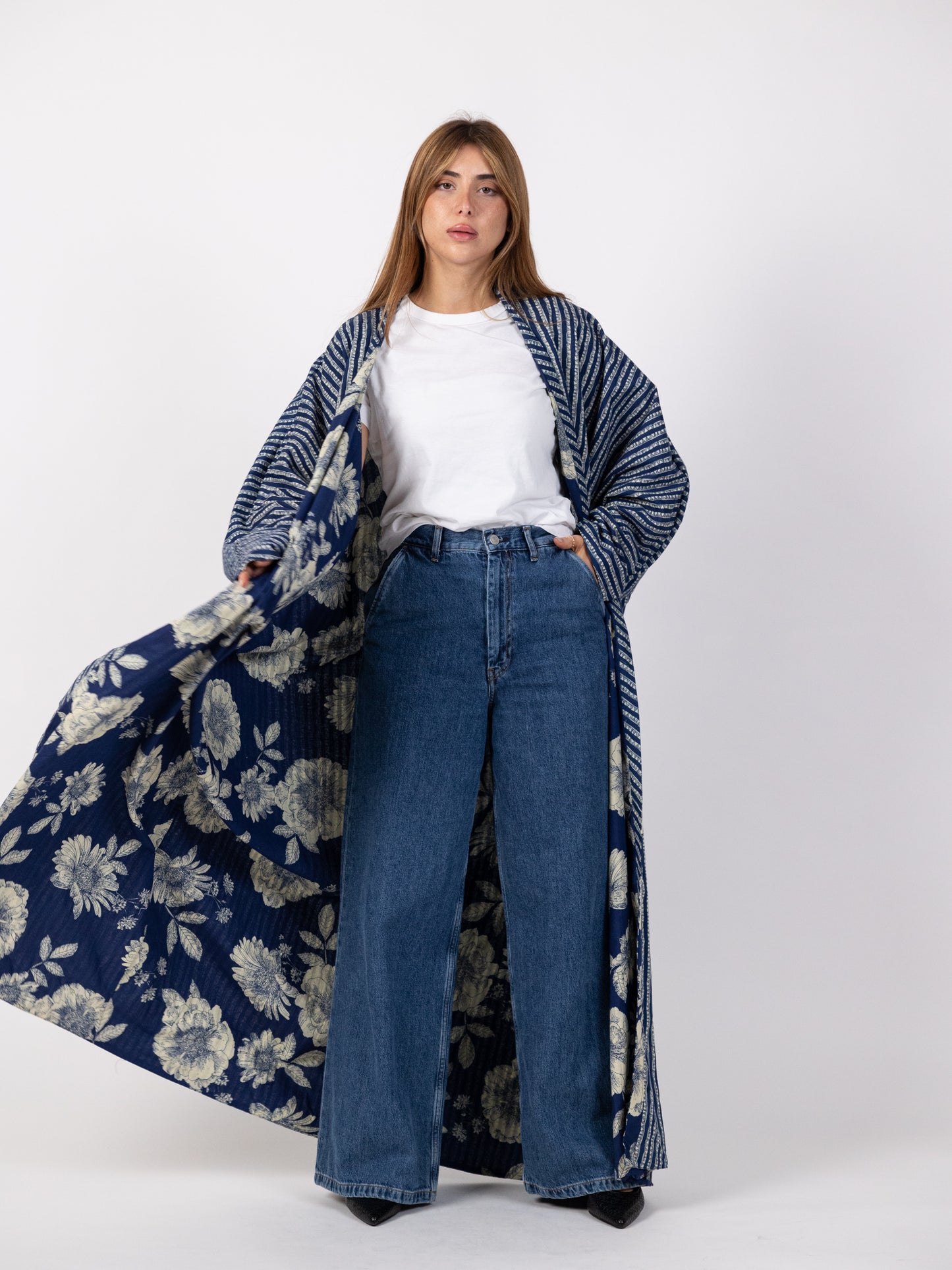 2 Sided Long Dark Blue Bishet