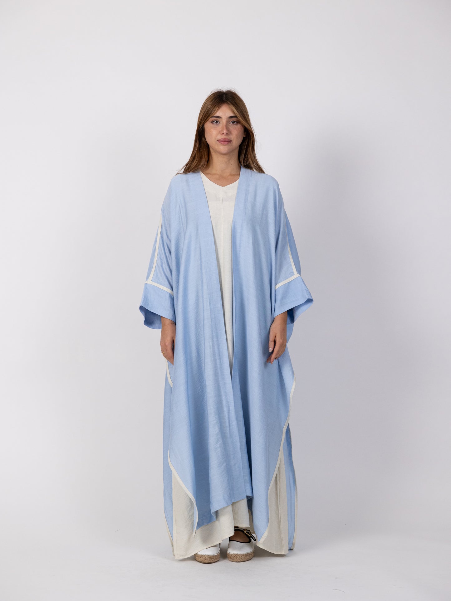2 Piece Set - Long sky blue biset with maxi dress
