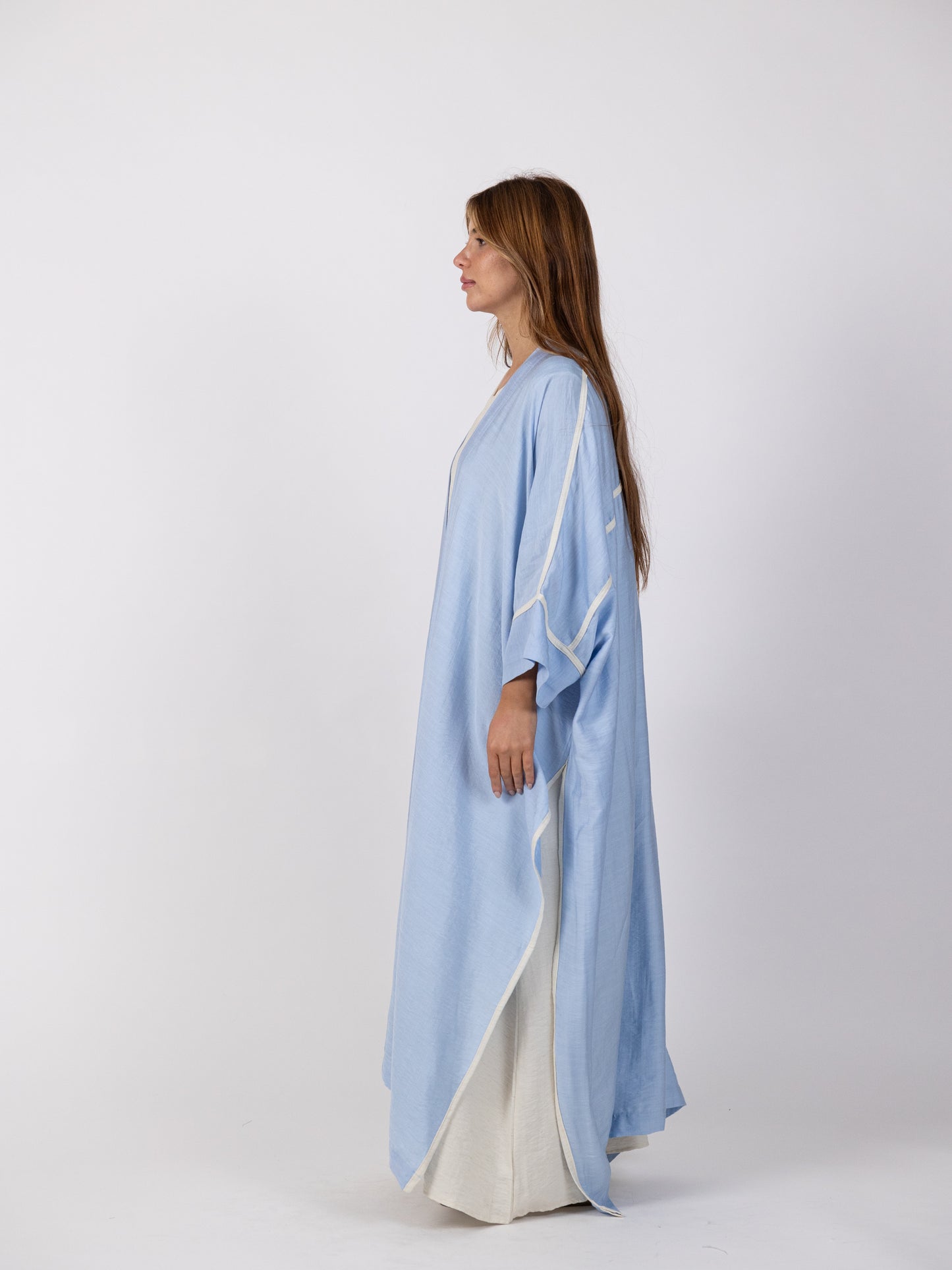 2 Piece Set - Long sky blue biset with maxi dress