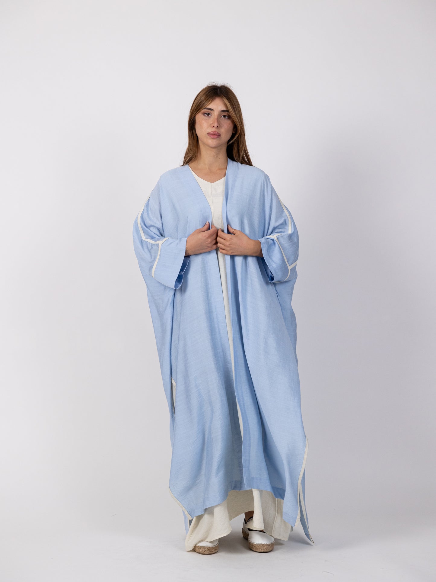 2 Piece Set - Long sky blue biset with maxi dress