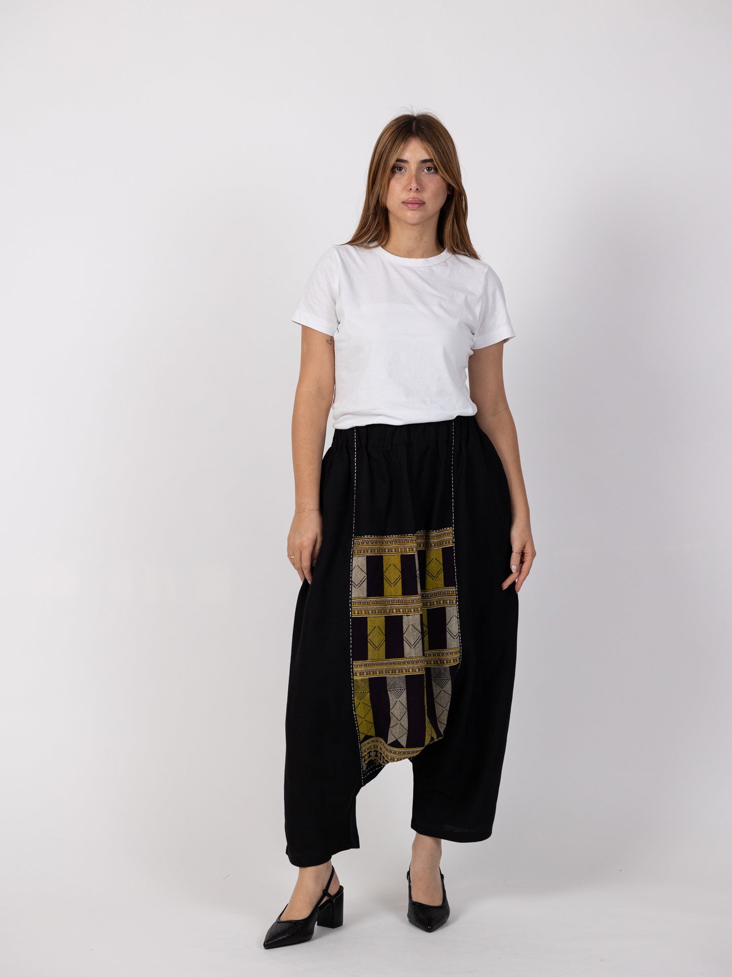 Black Sharwal with Gold Pattern