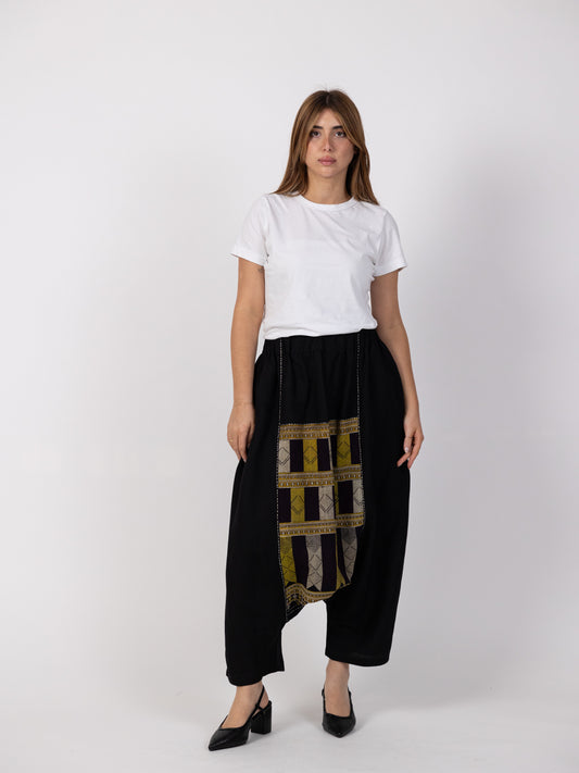 Black Sharwal with Gold Pattern