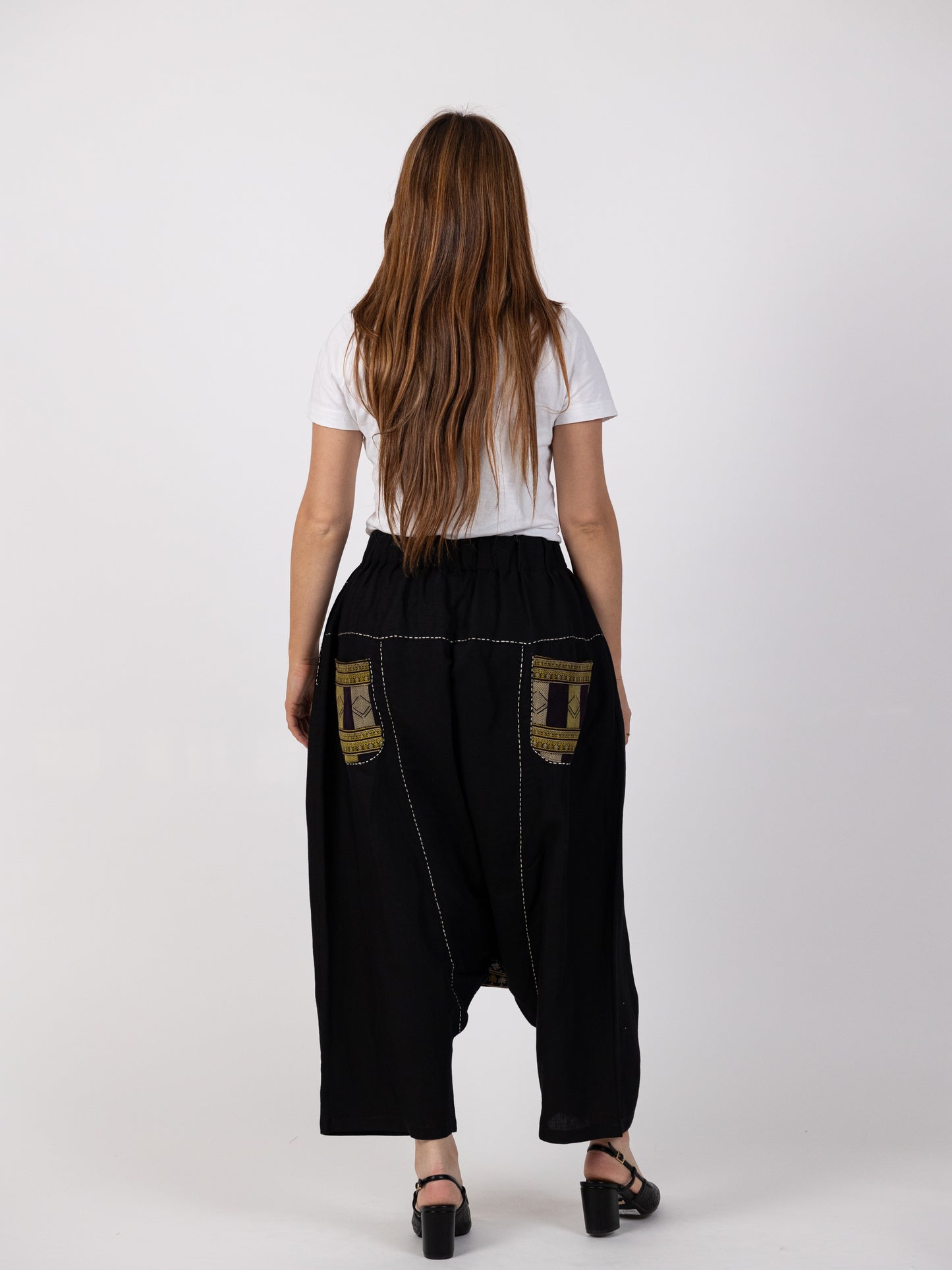 Black Sharwal with Gold Pattern