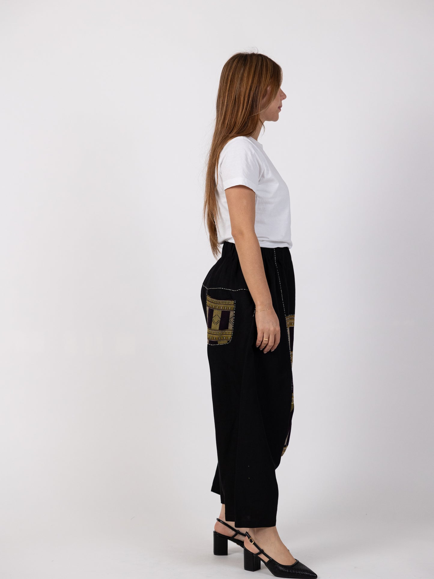 Black Sharwal with Gold Pattern