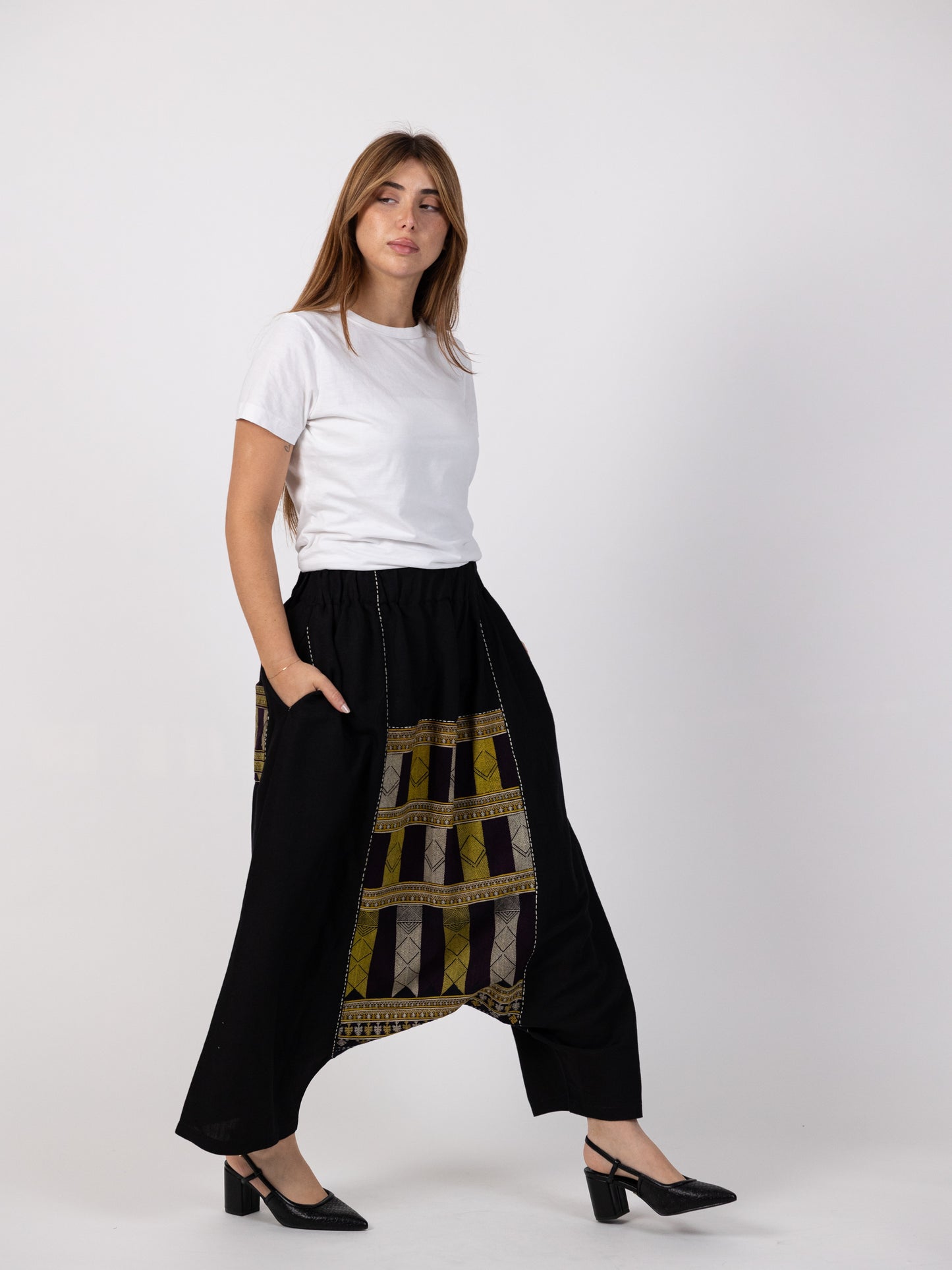 Black Sharwal with Gold Pattern