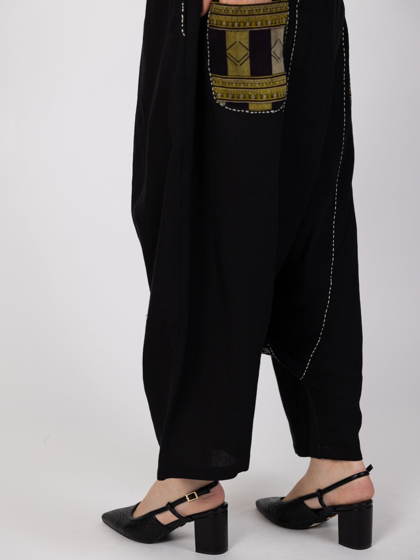 Black Sharwal with Gold Pattern