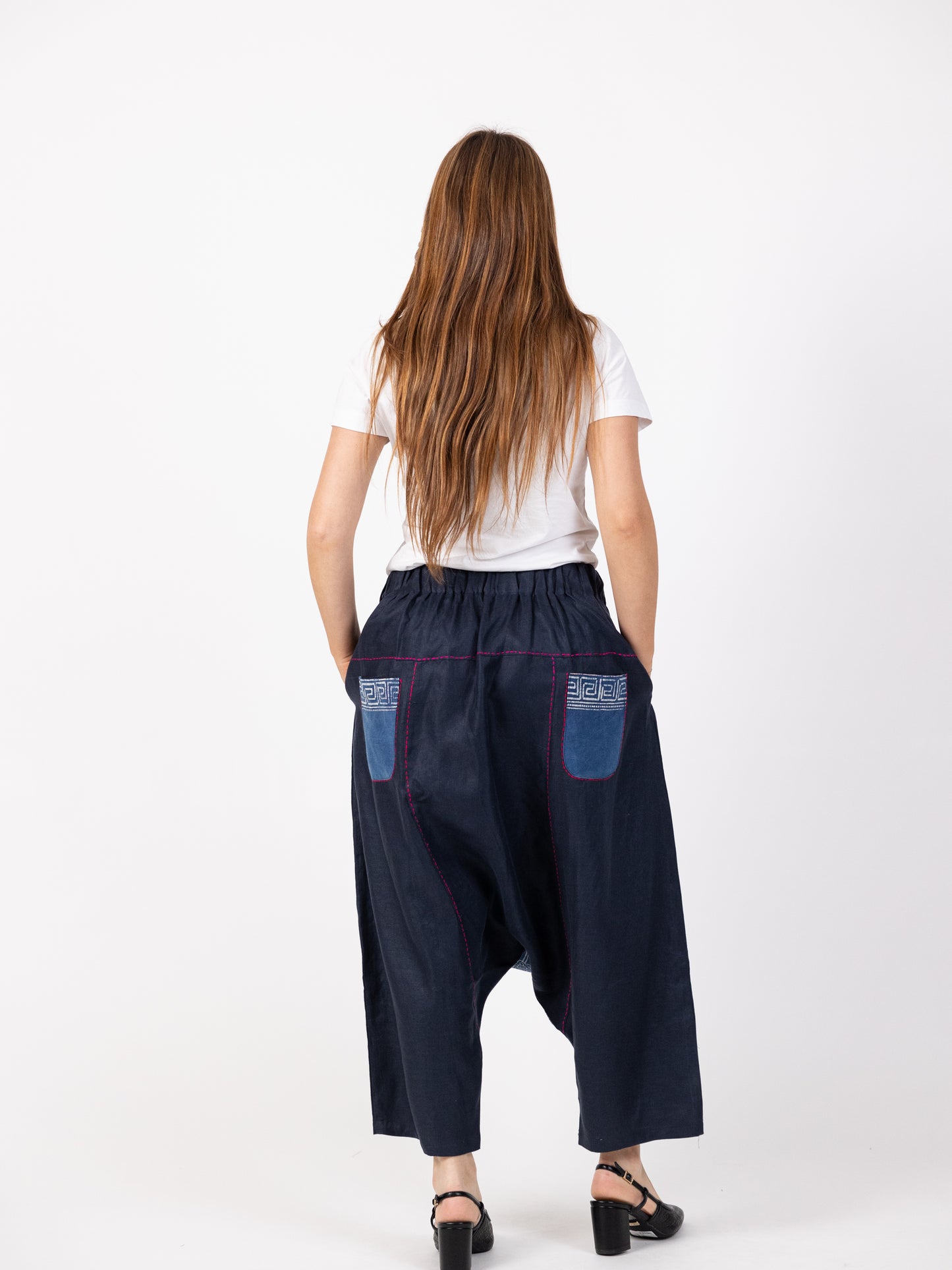 Jeans Blue Sharwal With Floral Print