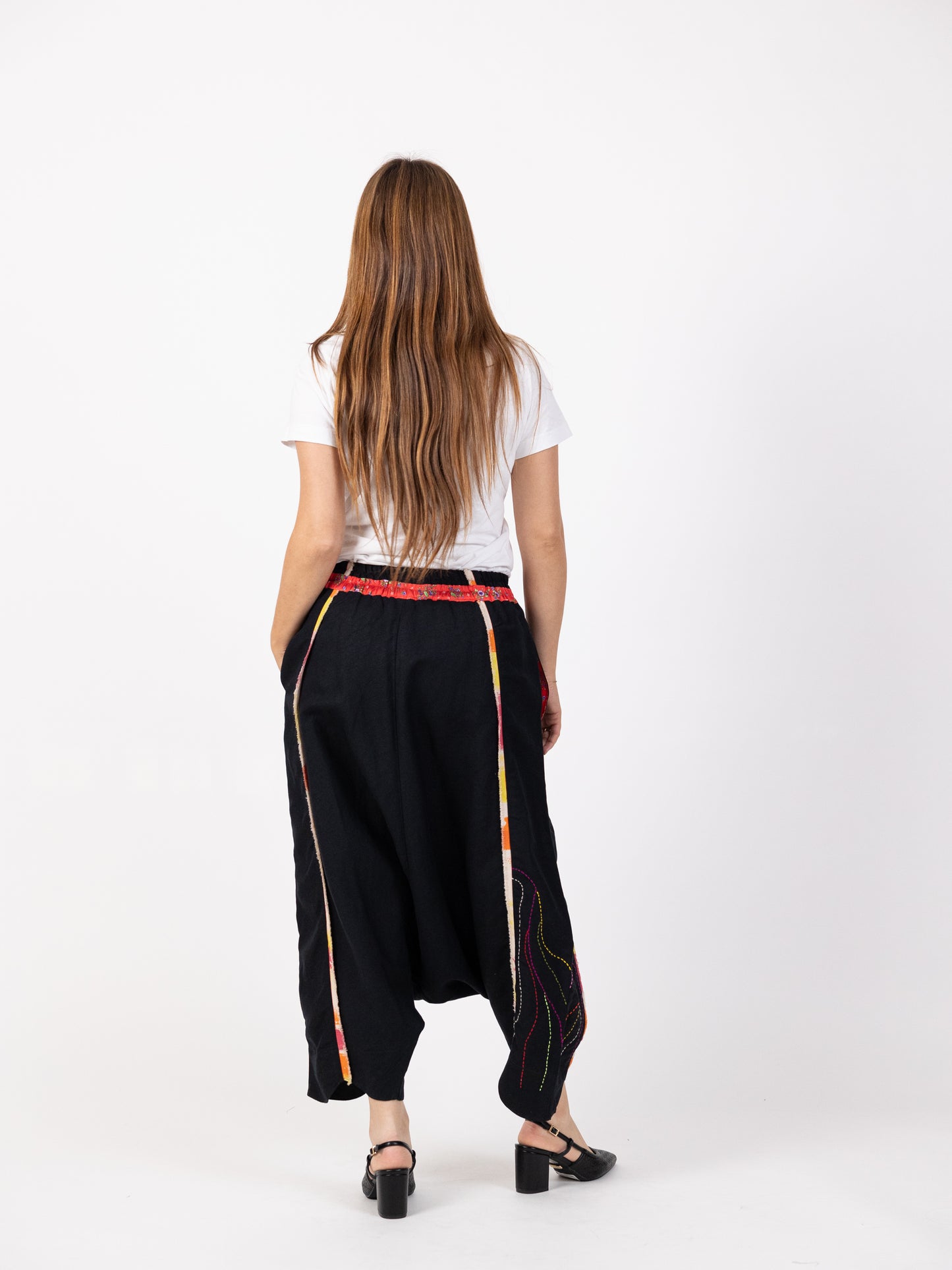 Black Sharwal with colorful floral pattern