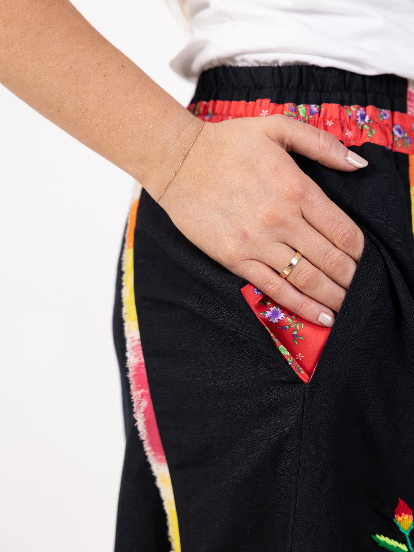 Black Sharwal with colorful floral pattern