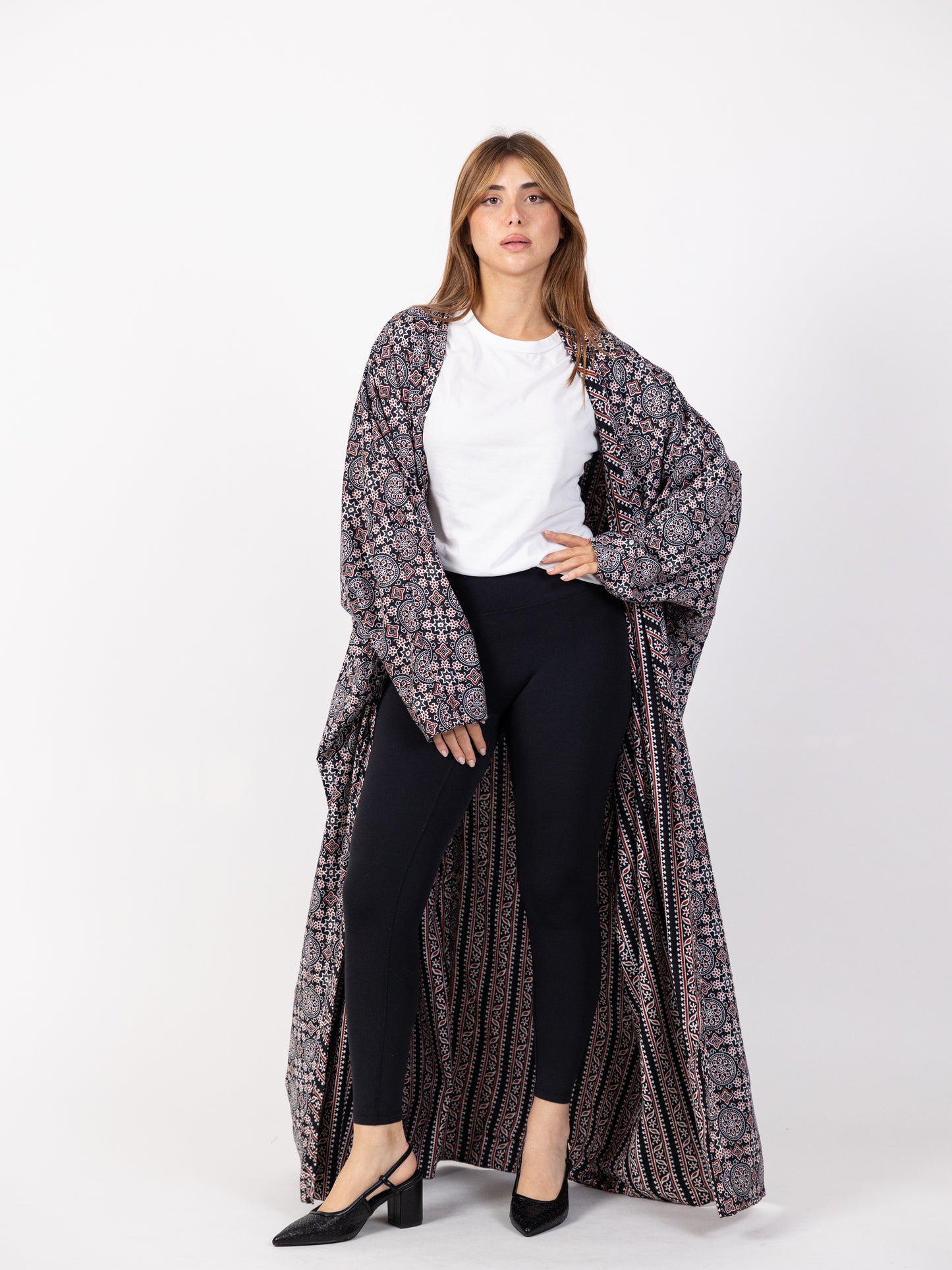 2 Sided Long black and maroon bishet