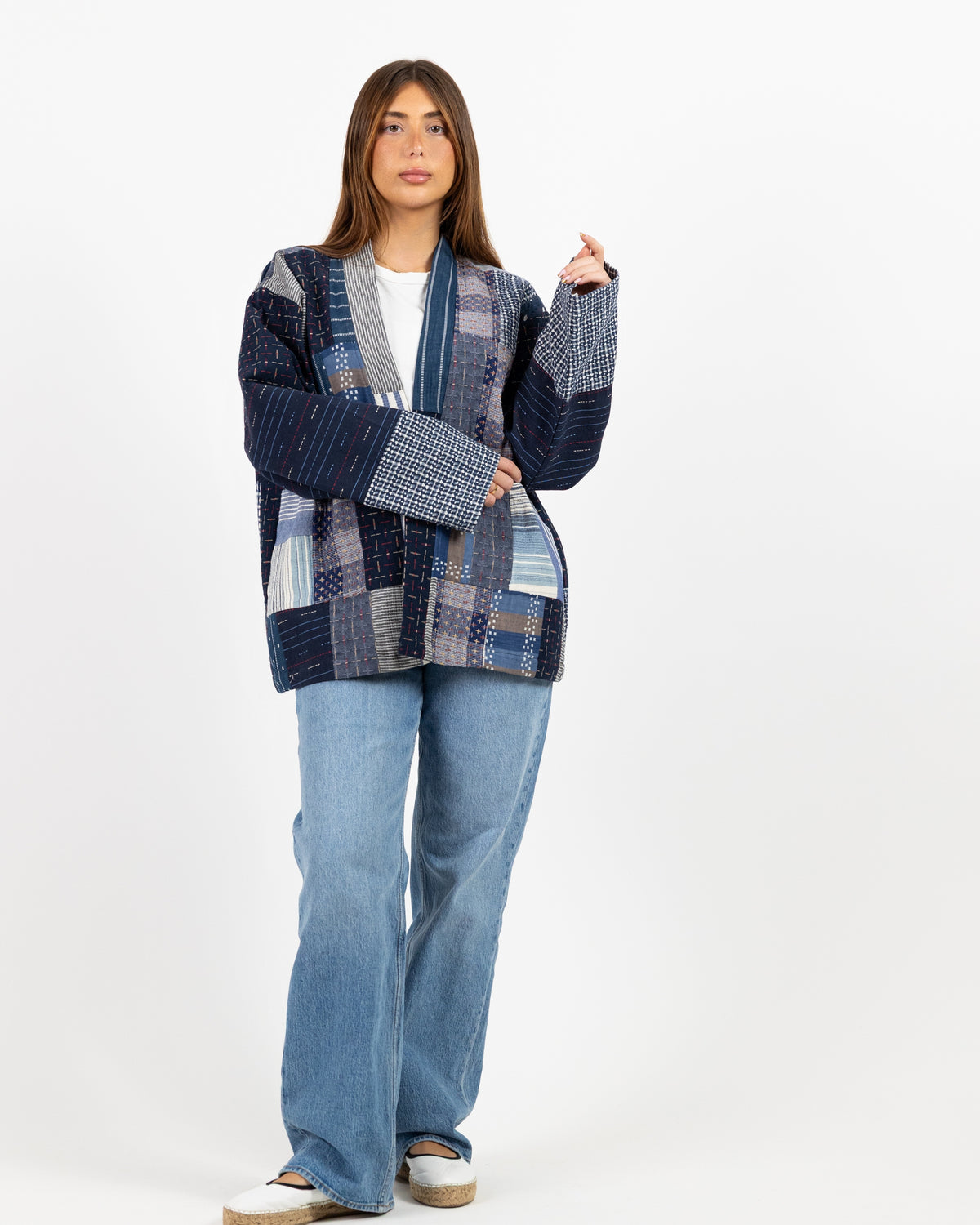 Long Sleeve Navy Jacket with different patchwork all over