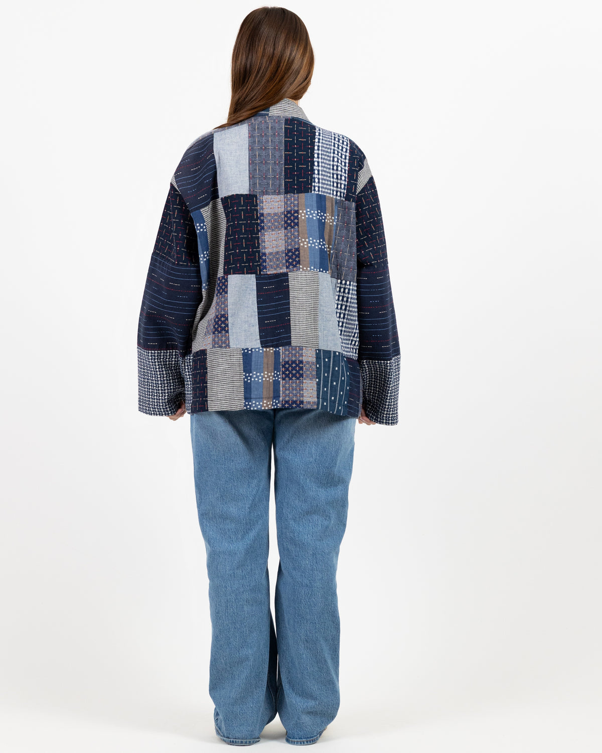 Long Sleeve Navy Jacket with different patchwork all over