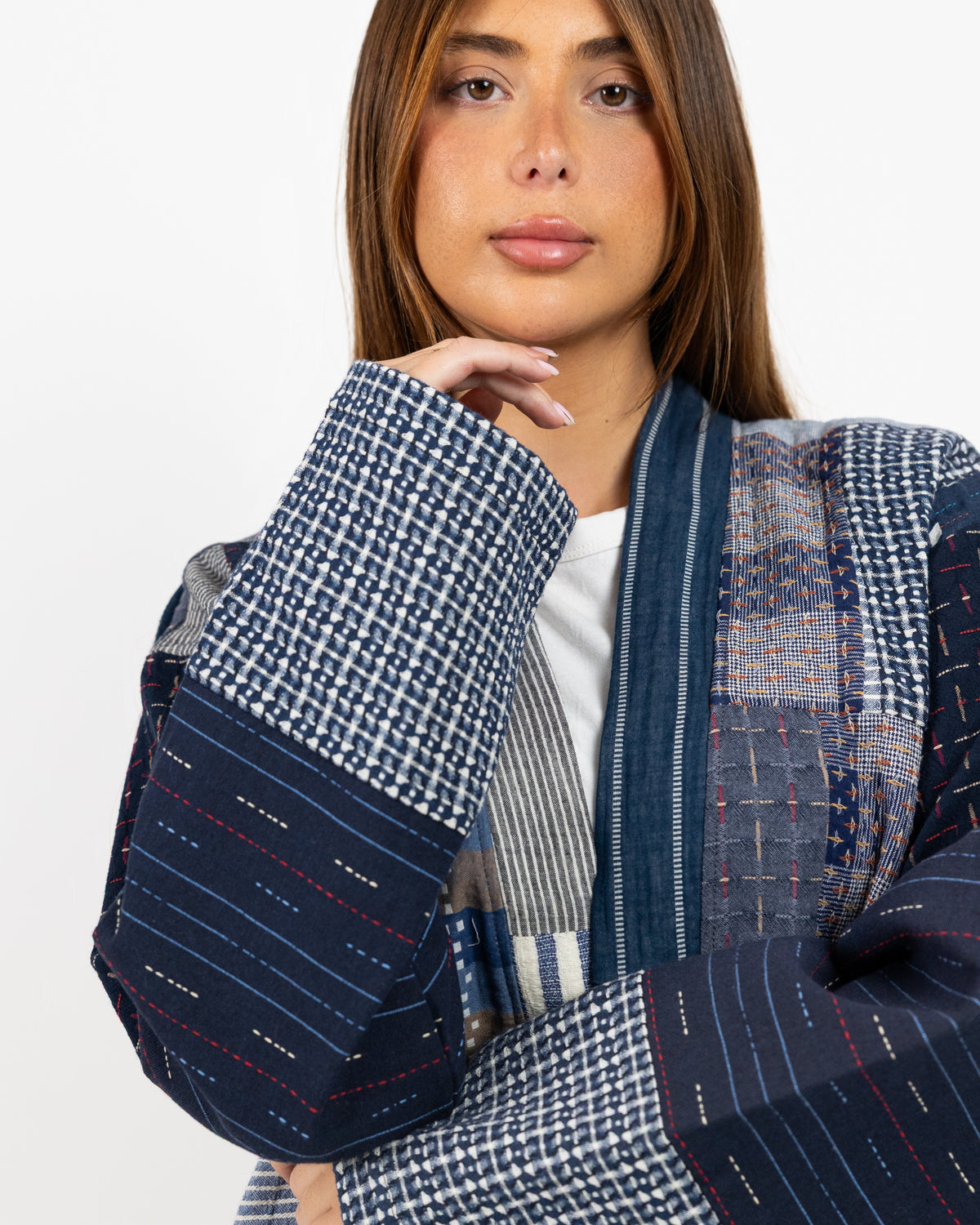 Long Sleeve Navy Jacket with different patchwork all over