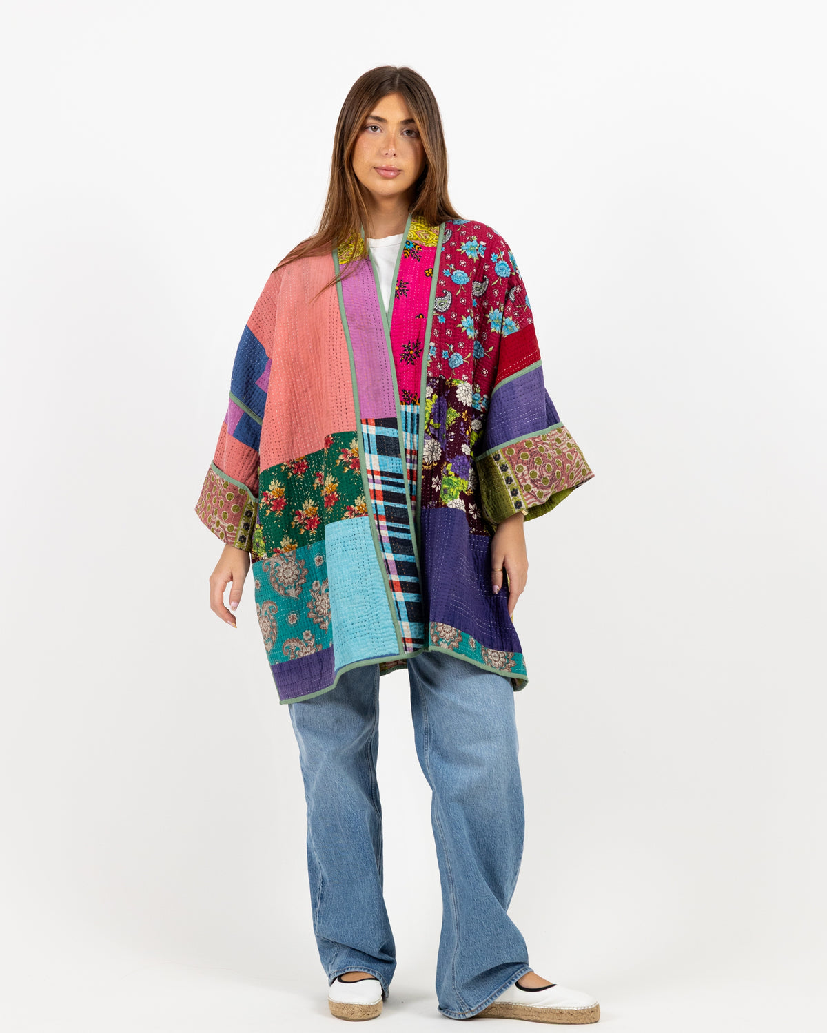 Long sleeve double face jacket with different colorful print
