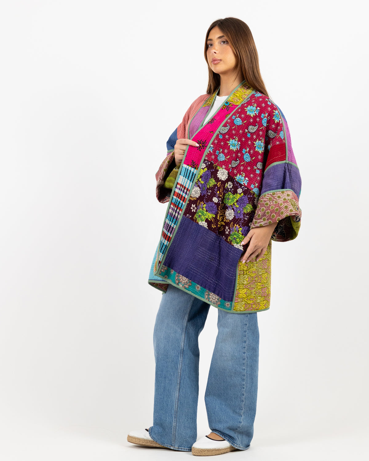 Long sleeve double face jacket with different colorful print