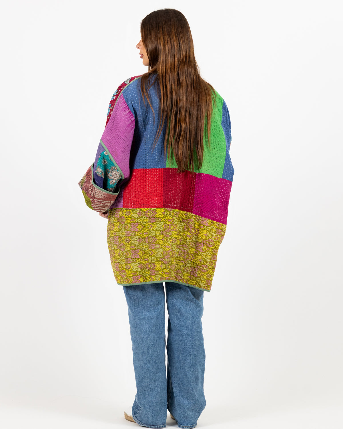 Long sleeve double face jacket with different colorful print