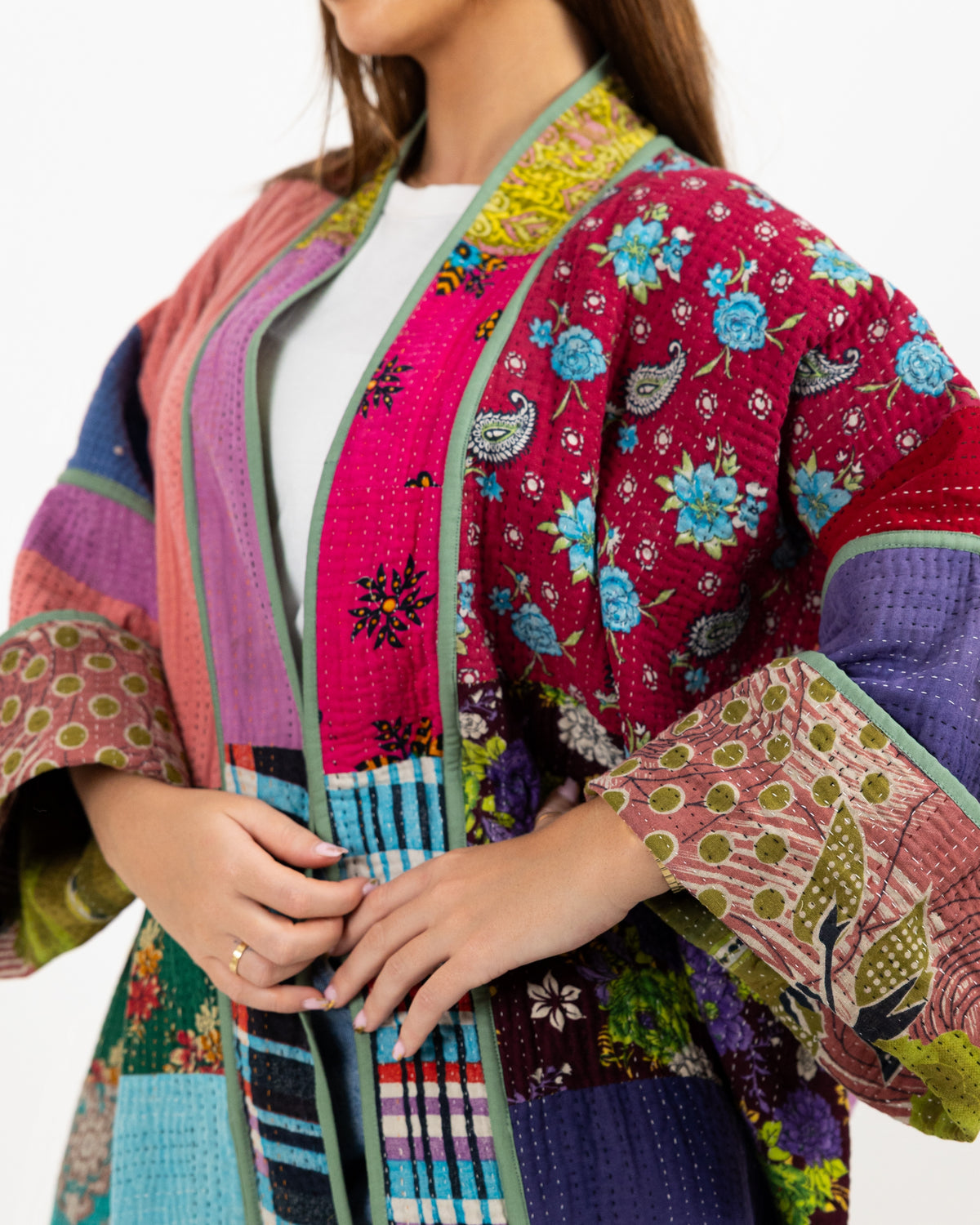Long sleeve double face jacket with different colorful print