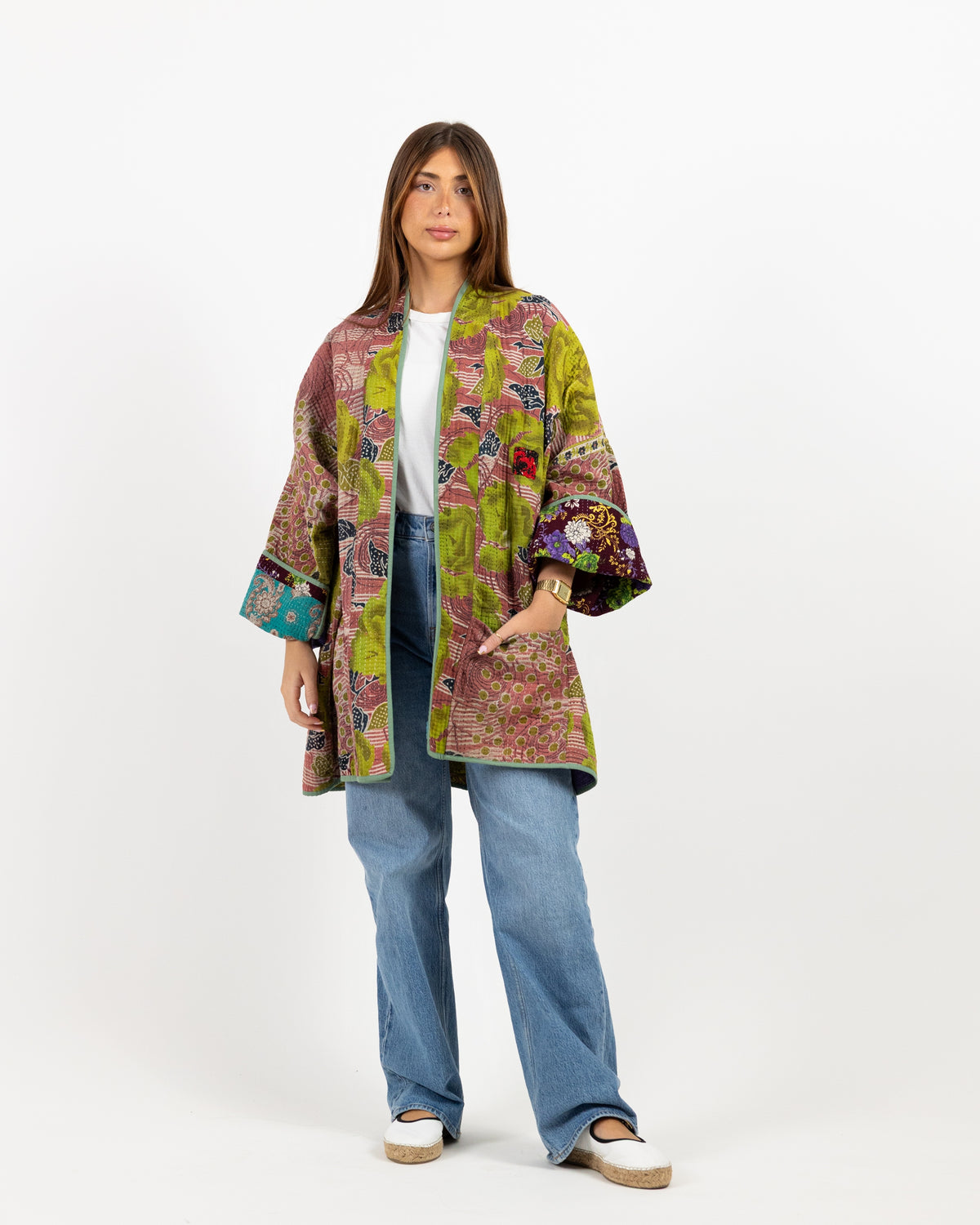 Long sleeve double face jacket with different colorful print