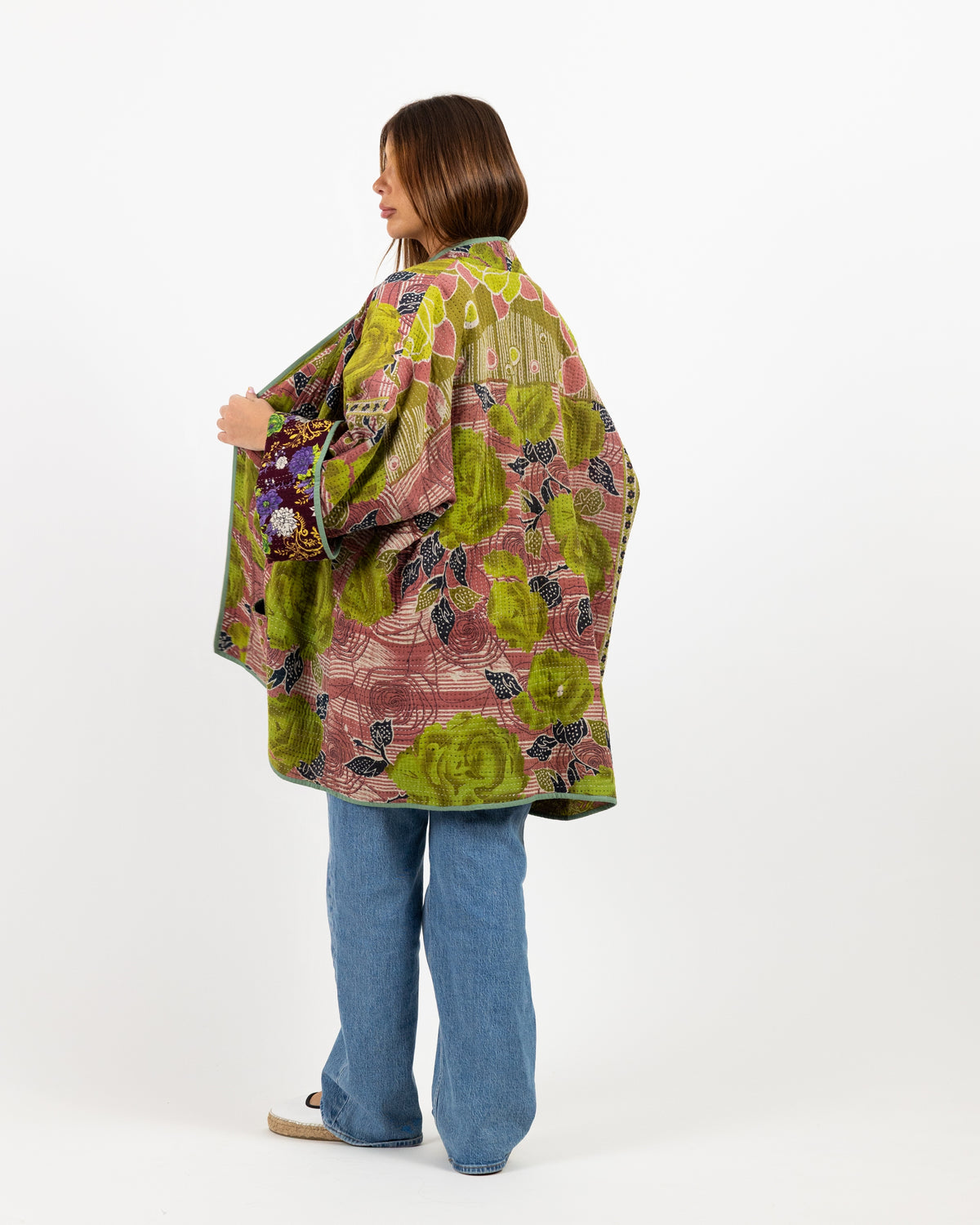Long sleeve double face jacket with different colorful print