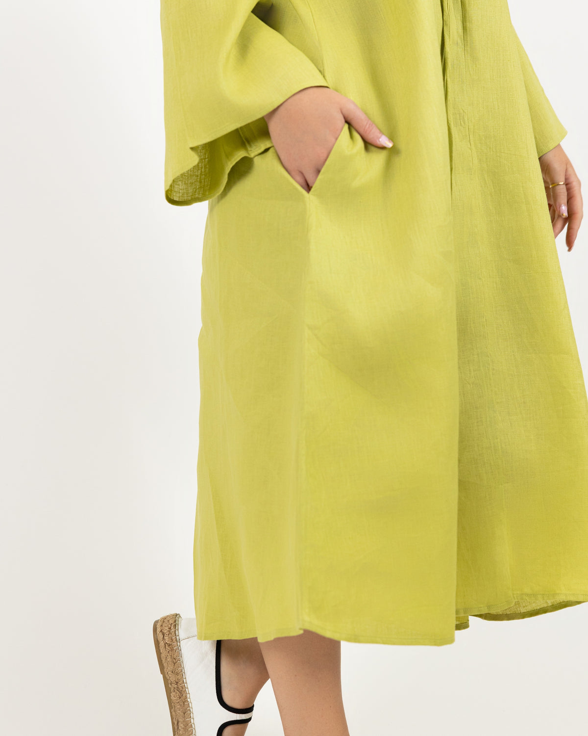 Lime green long sleeve midi dress