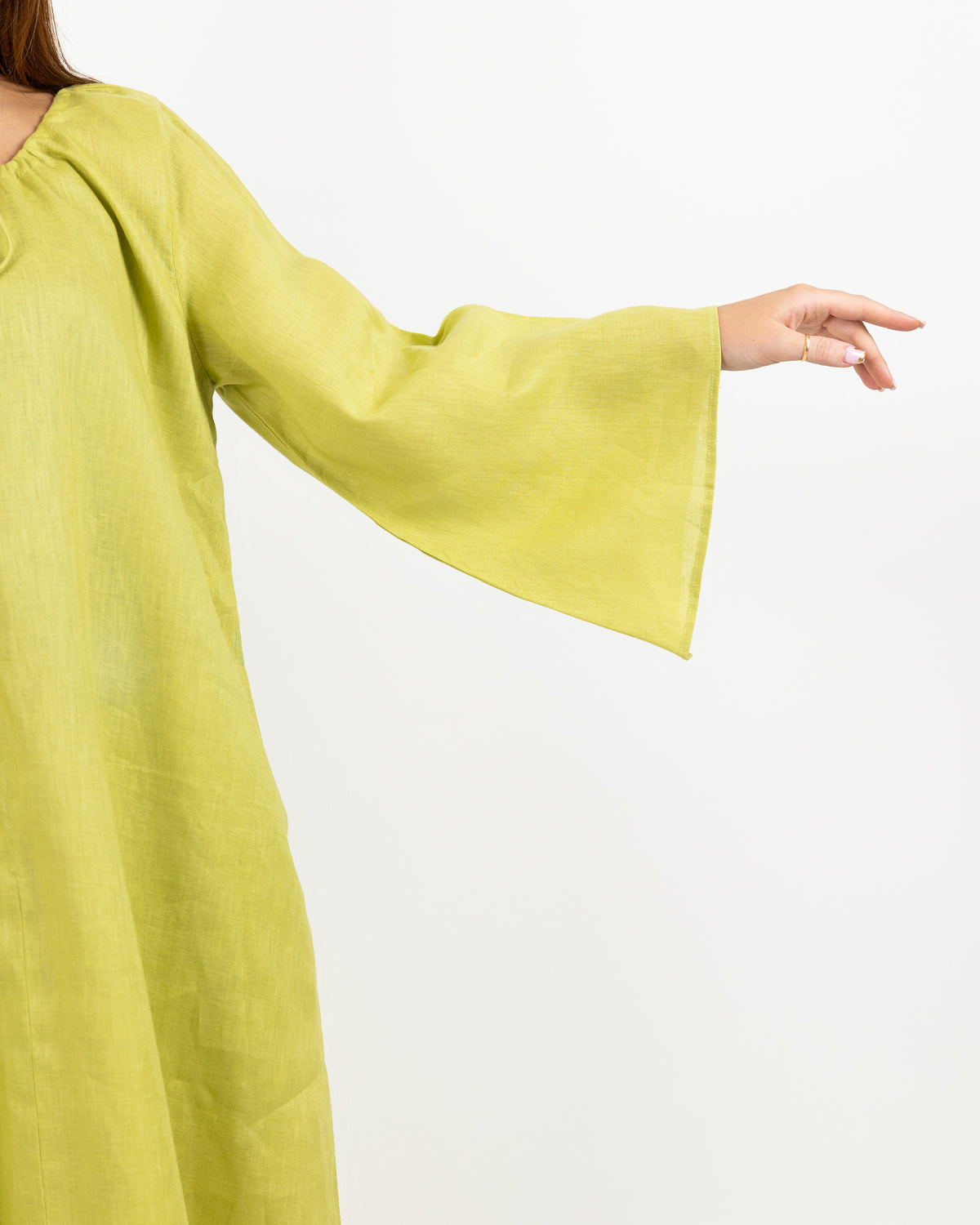 Lime green long sleeve midi dress
