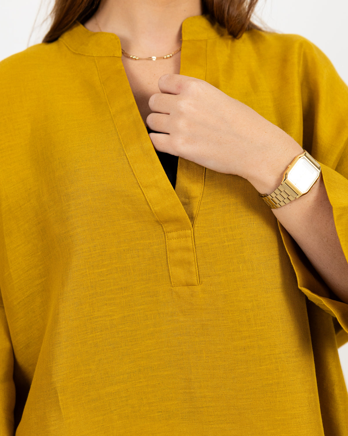 Mustard long sleeve midi dress