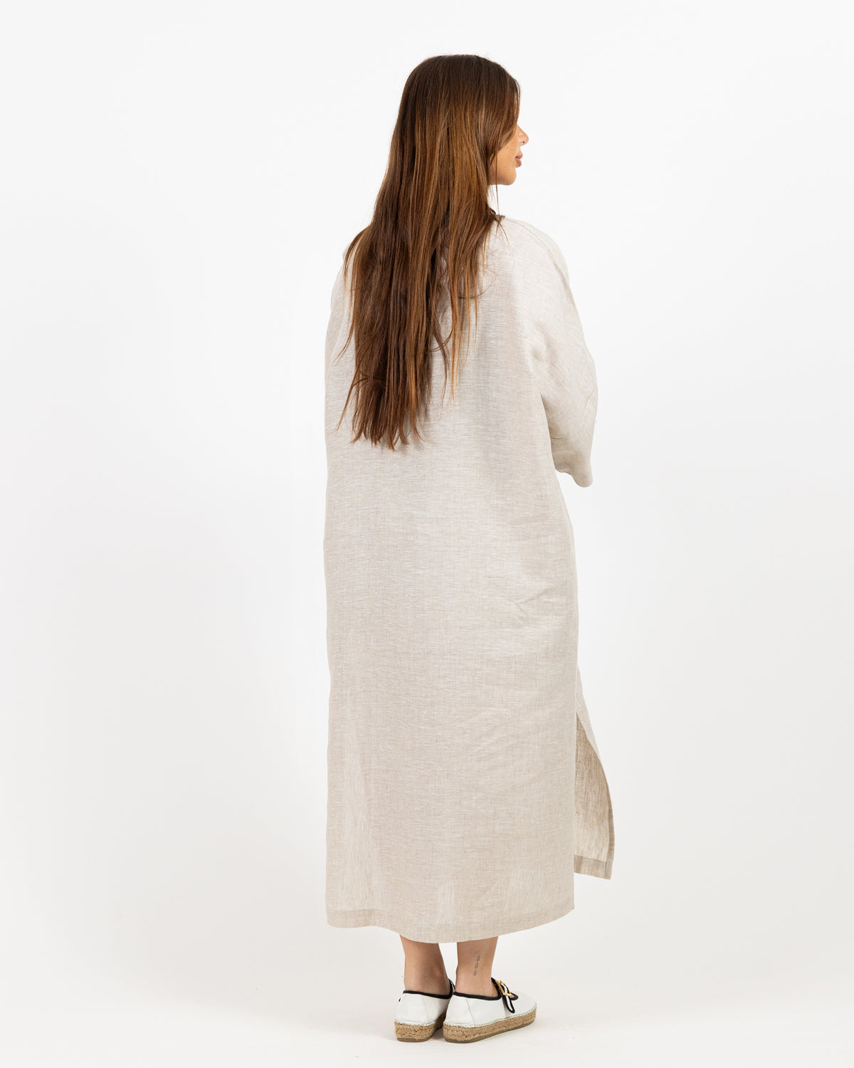 Cream long sleeve midi dress