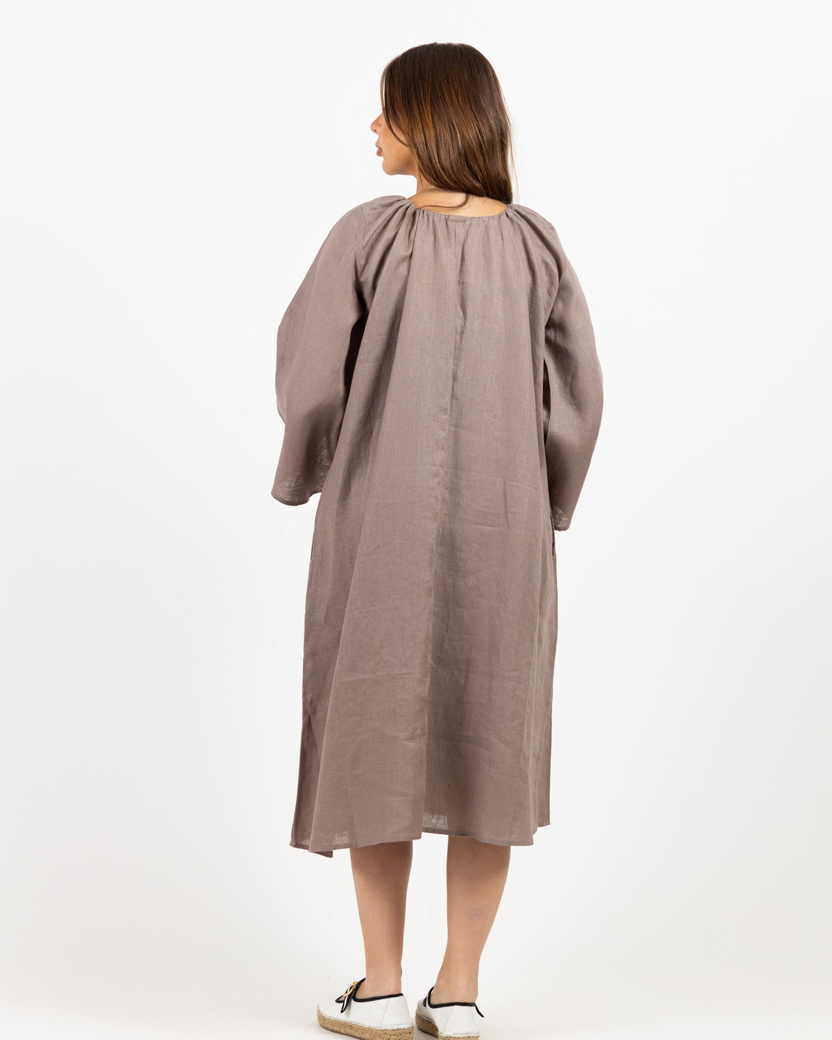 Long Sleeve brown midi dress
