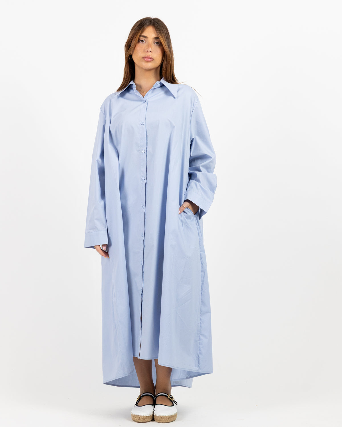 Light Blue long sleeve midi dress