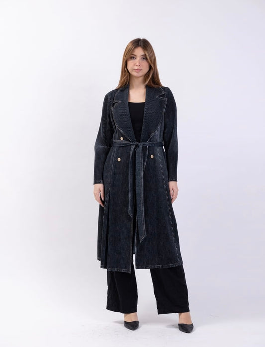 Midi pleats jacket with belt