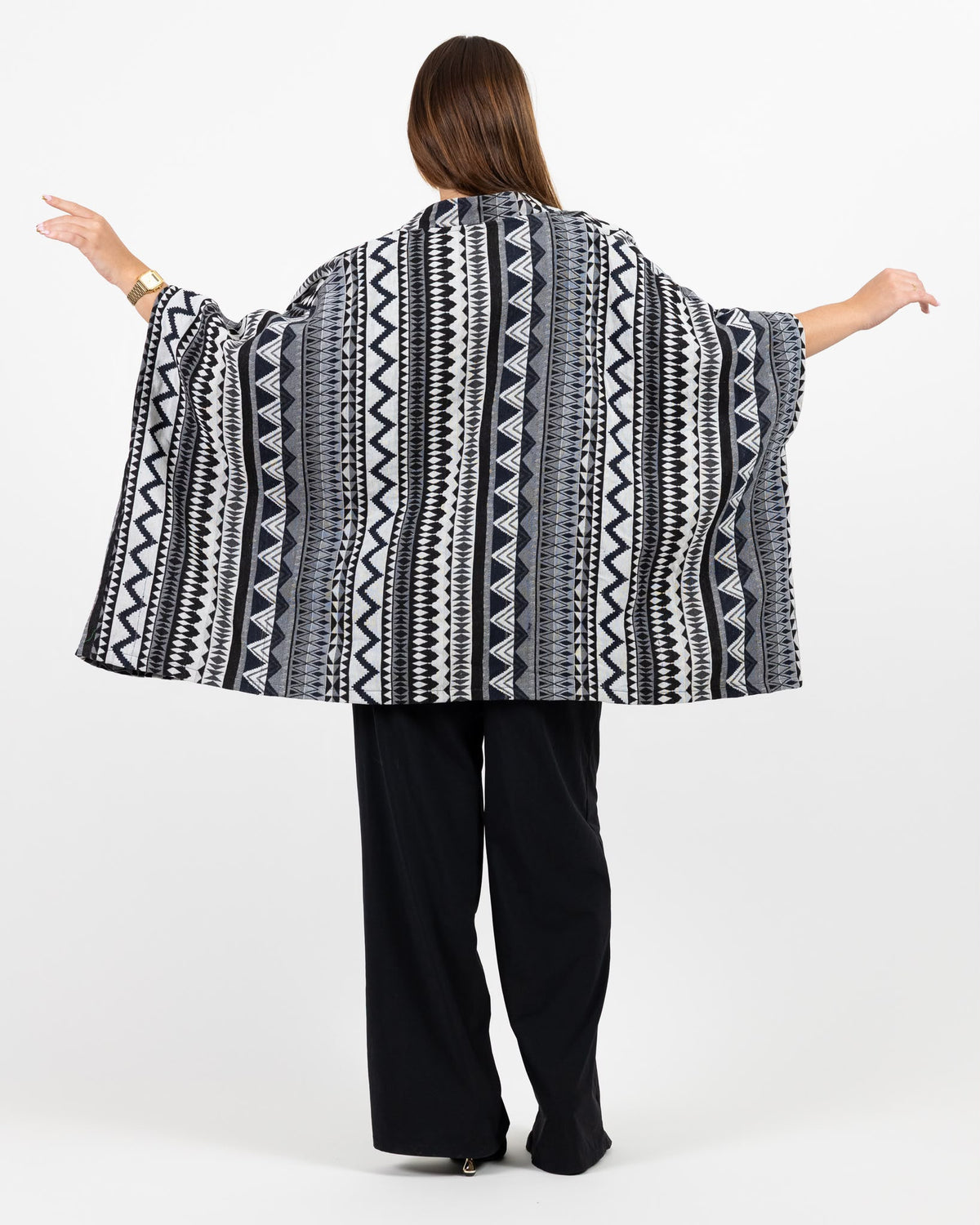 Arabic black print long sleeve jacket